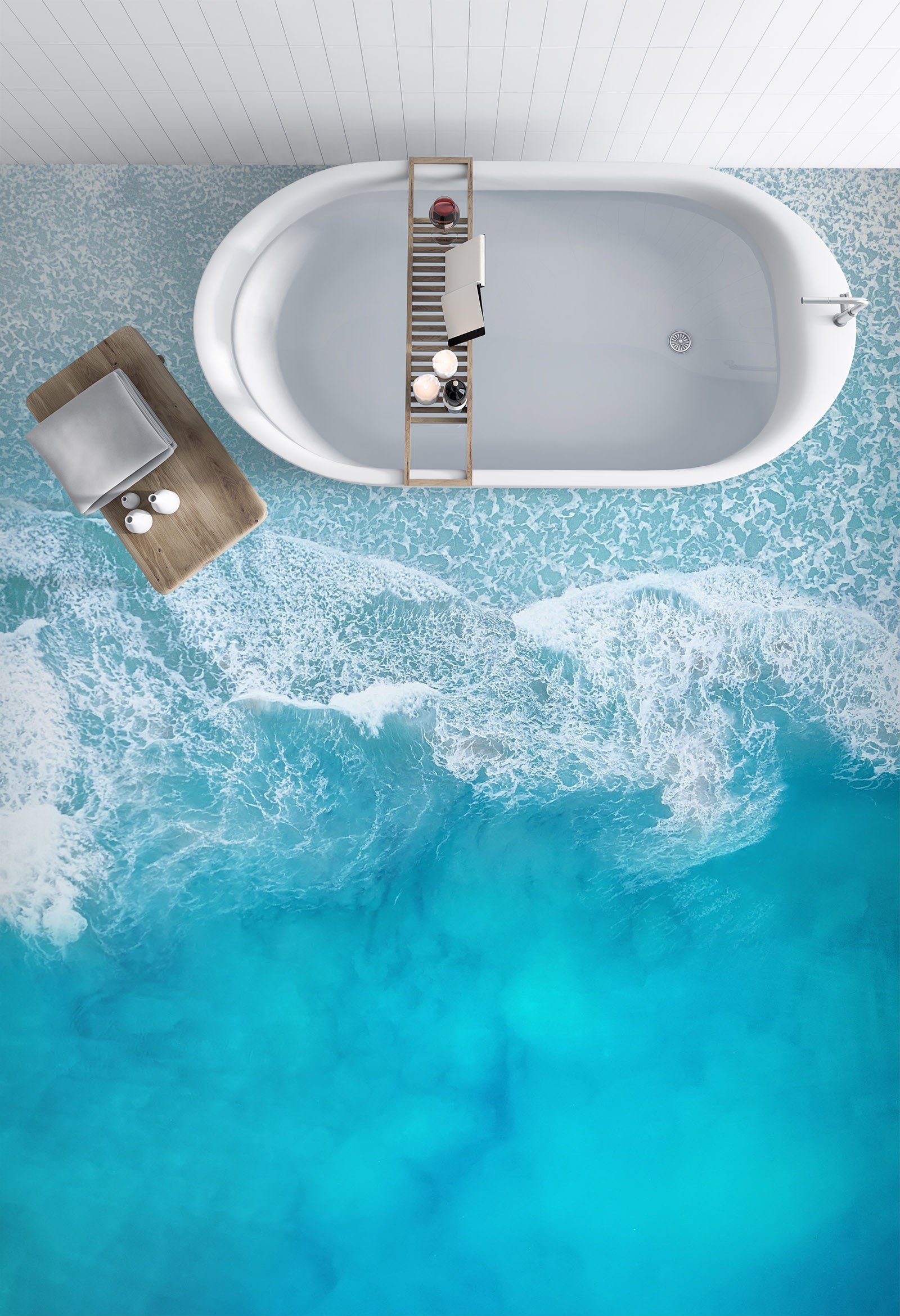 3D Comfortable Blue Sea 797 Floor Mural  Wallpaper Murals Rug & Mat Print Epoxy waterproof bath floor