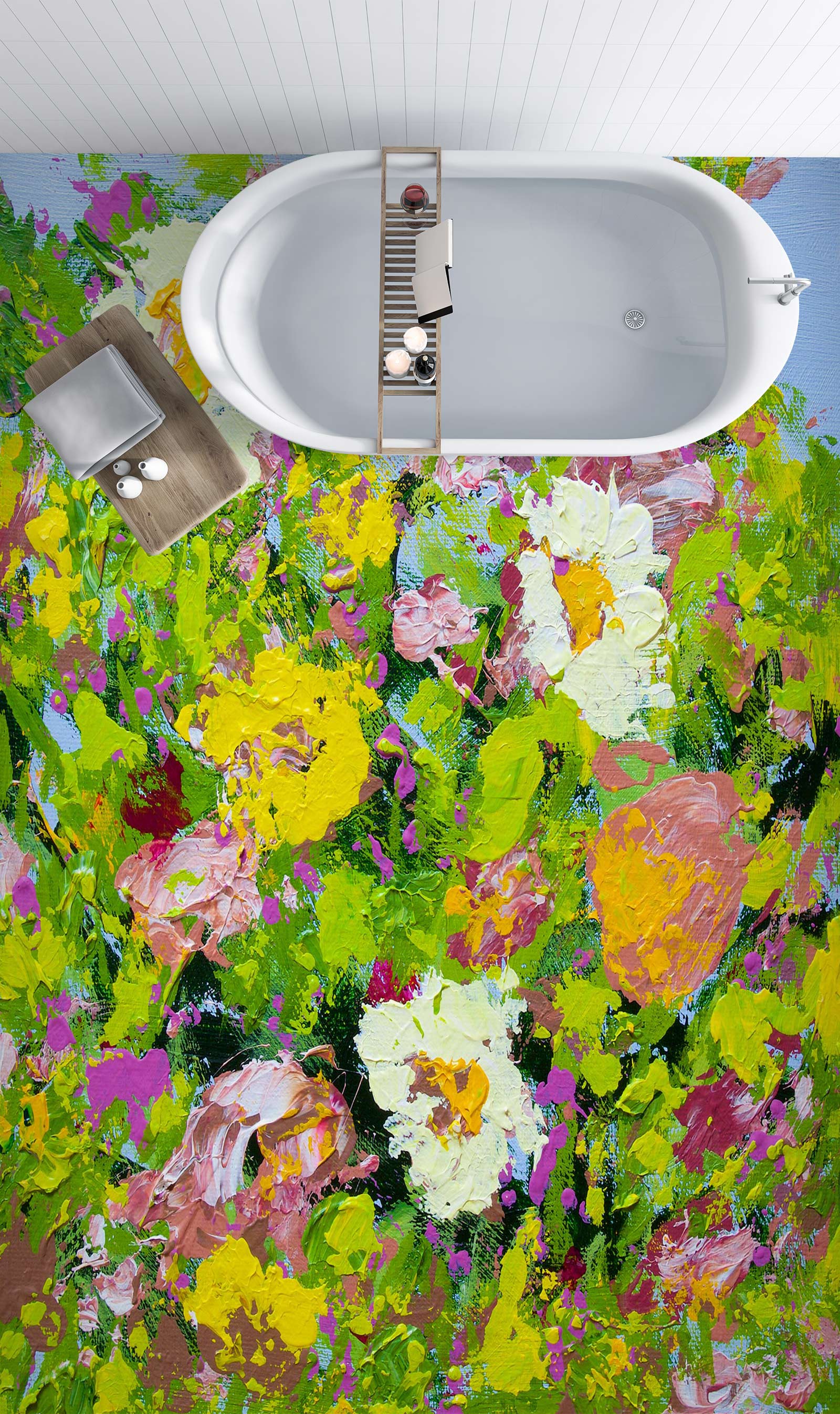 3D Oil Painting Colorful Flowers 96108 Allan P. Friedlander Floor Mural  Wallpaper Murals Self-Adhesive Removable Print Epoxy