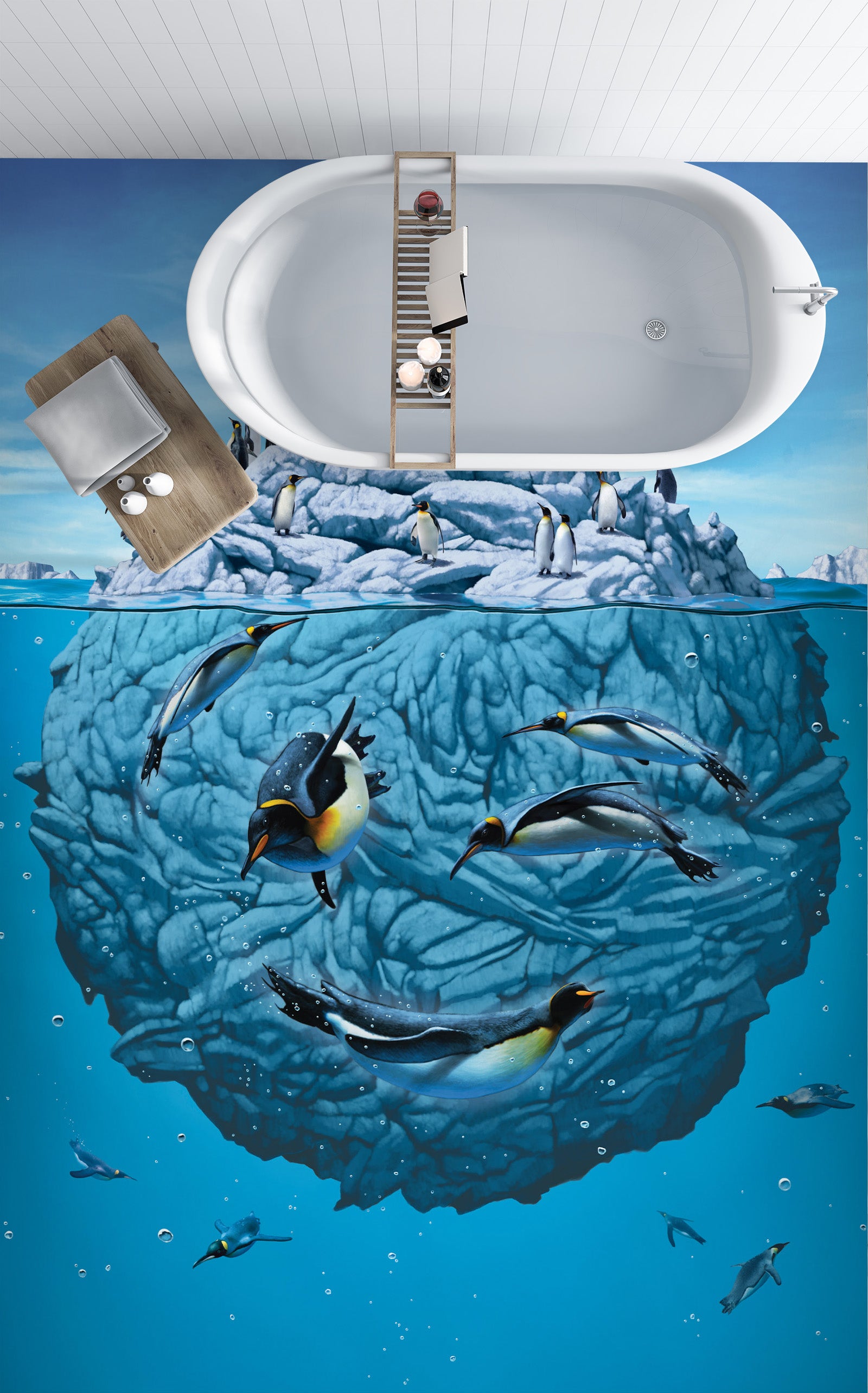 3D Penguin 98184 Vincent Floor Mural  Wallpaper Murals Self-Adhesive Removable Print Epoxy