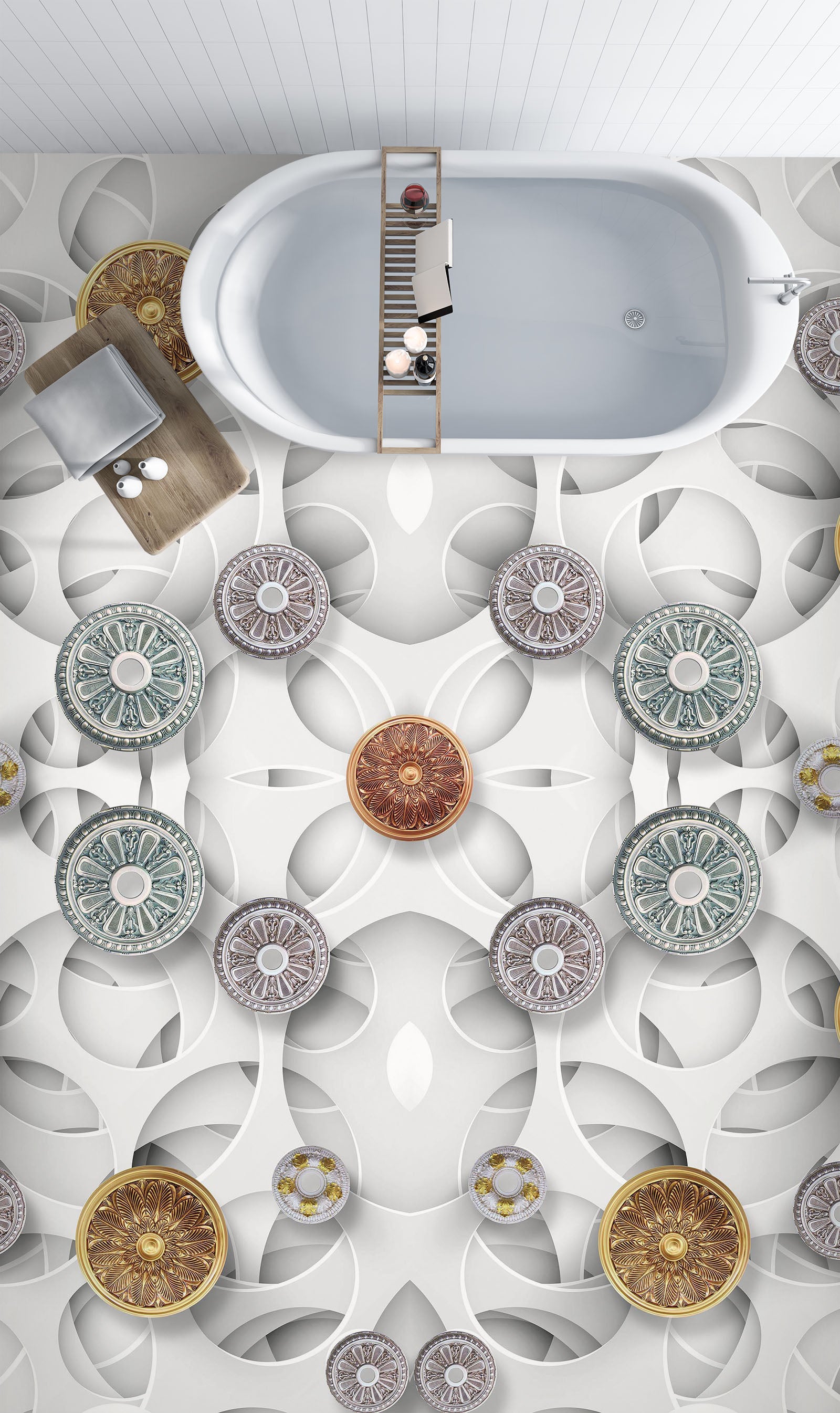 3D Hub Flower Pattern 896 Floor Mural  Wallpaper Murals Rug & Mat Print Epoxy waterproof bath floor
