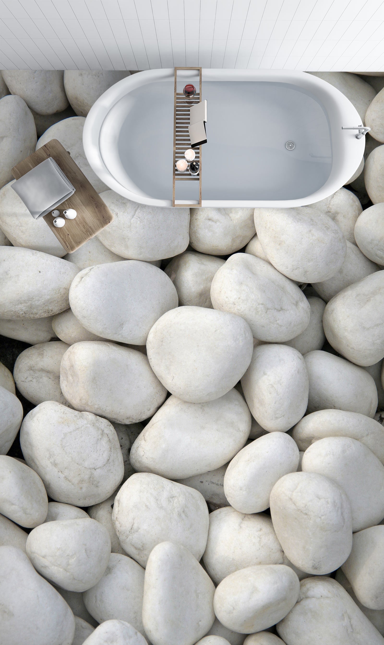 3D Textured White Pebbles 1404 Floor Mural  Wallpaper Murals Self-Adhesive Removable Print Epoxy