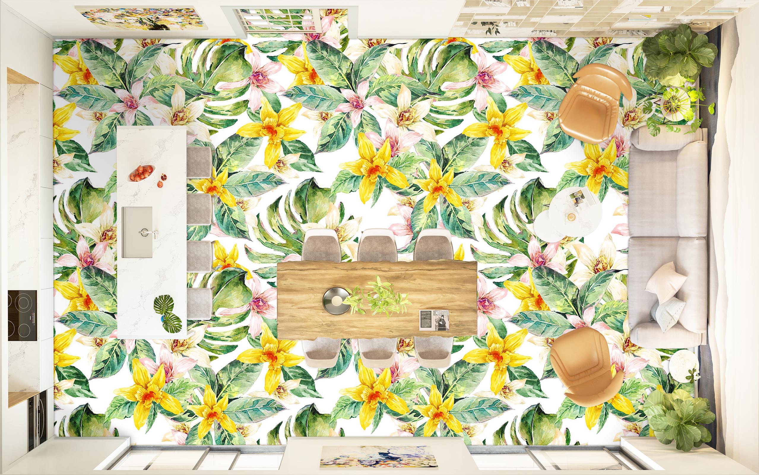 3D Yellow Flower Painting 1257 Floor Mural  Wallpaper Murals Self-Adhesive Removable Print Epoxy