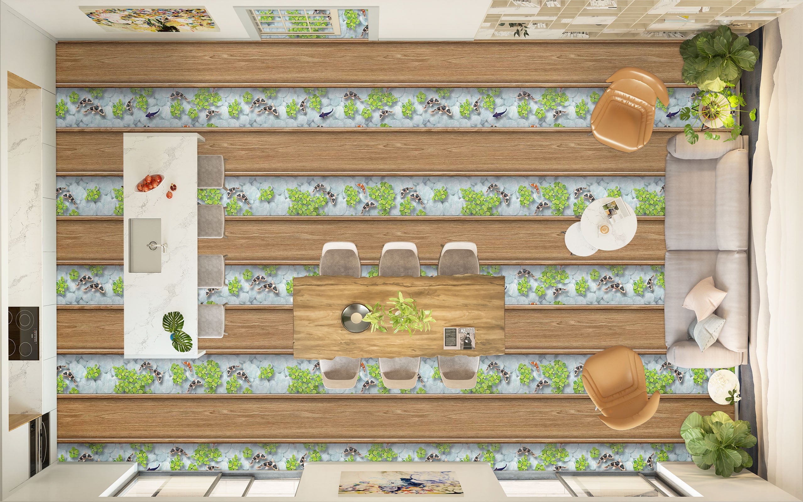 3D Delicate Green 270 Floor Mural  Wallpaper Murals Rug & Mat Print Epoxy waterproof bath floor