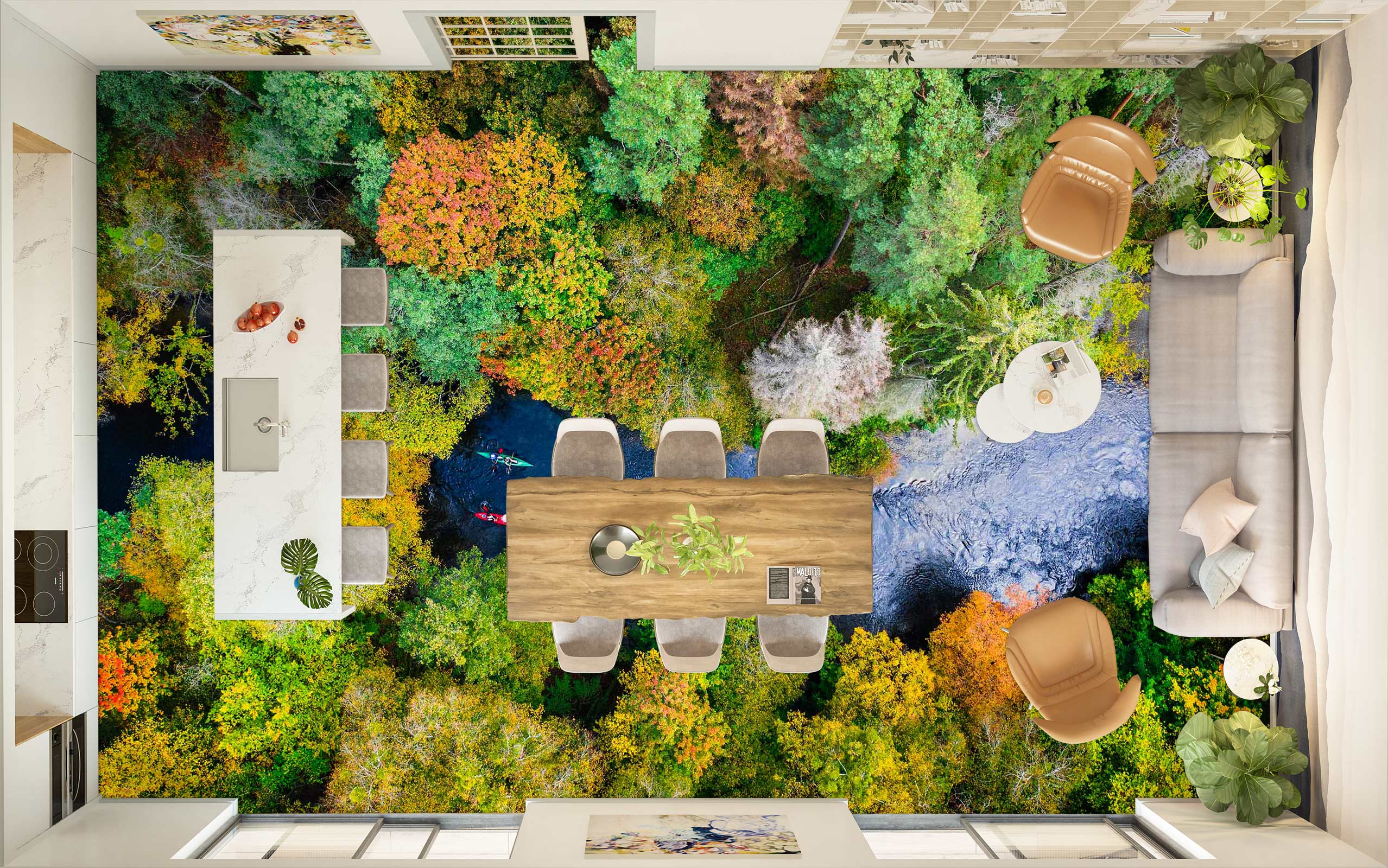 3D Light Purple River 443 Floor Mural  Wallpaper Murals Rug & Mat Print Epoxy waterproof bath floor