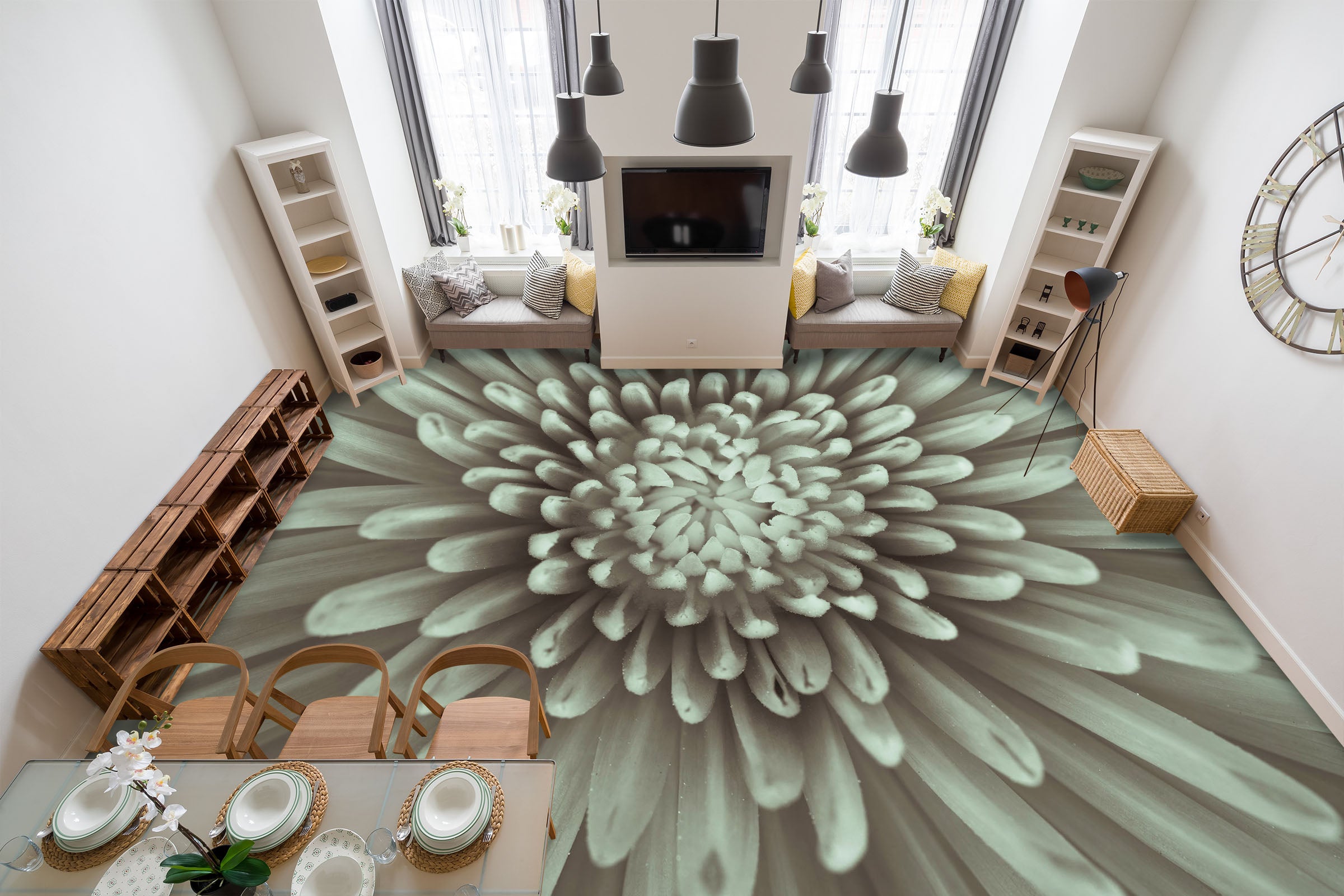 3D Chrysanthemum 98171 Adrian Chesterman Floor Mural  Wallpaper Murals Self-Adhesive Removable Print Epoxy