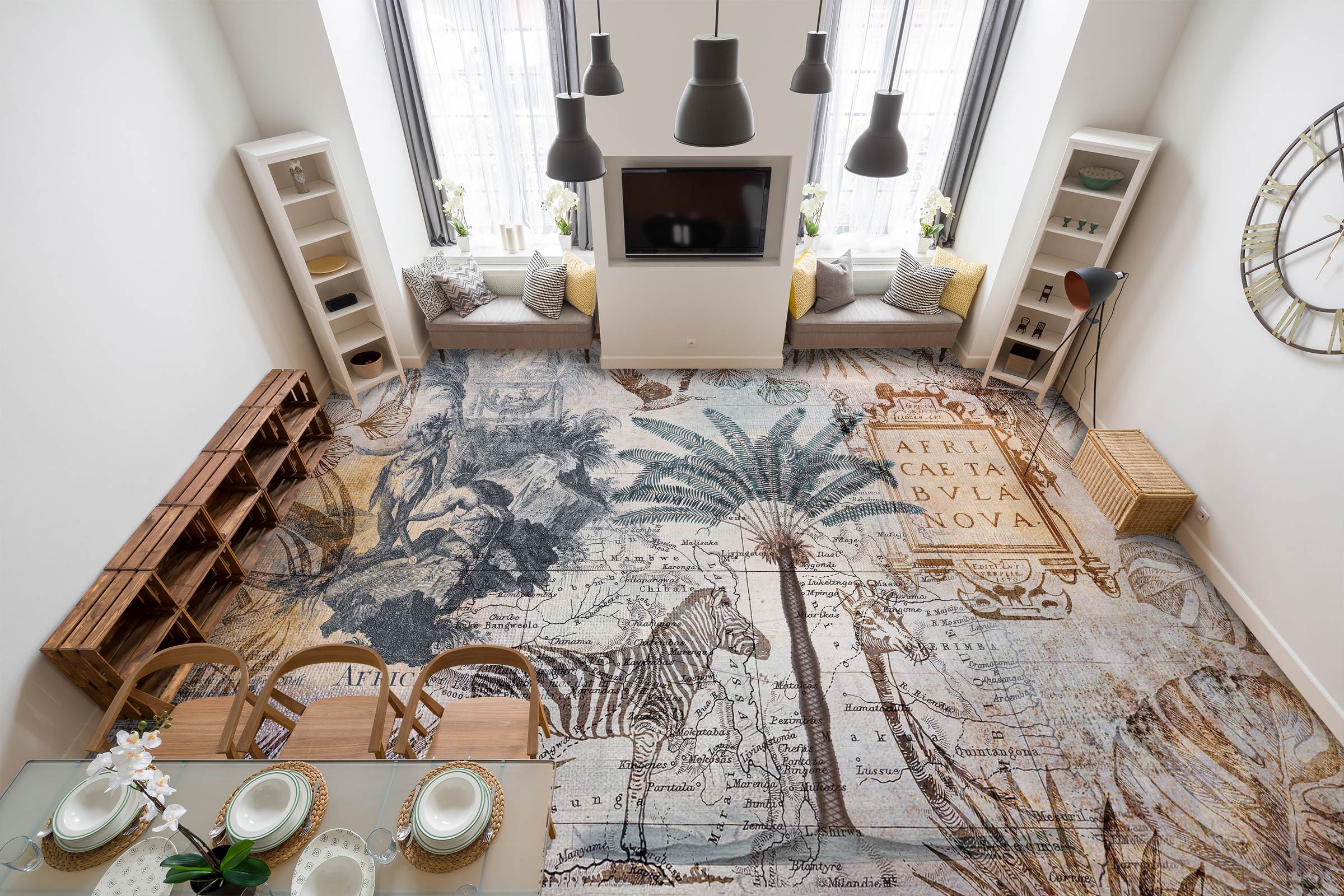 3D Zebra Jungle 102109 Andrea Haase Floor Mural  Wallpaper Murals Self-Adhesive Removable Print Epoxy