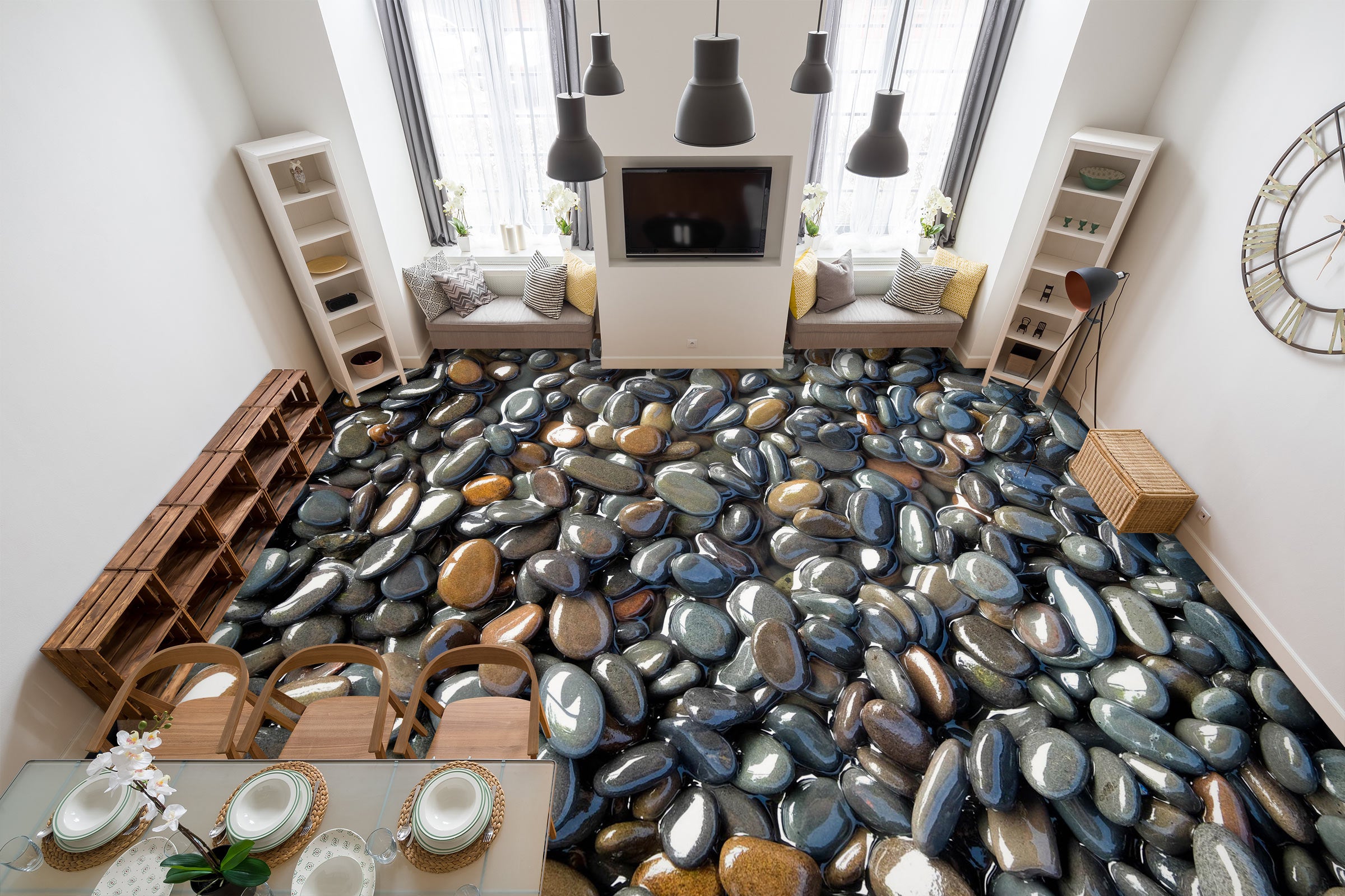 3D Moist Pebbles 1043 Floor Mural  Wallpaper Murals Self-Adhesive Removable Print Epoxy