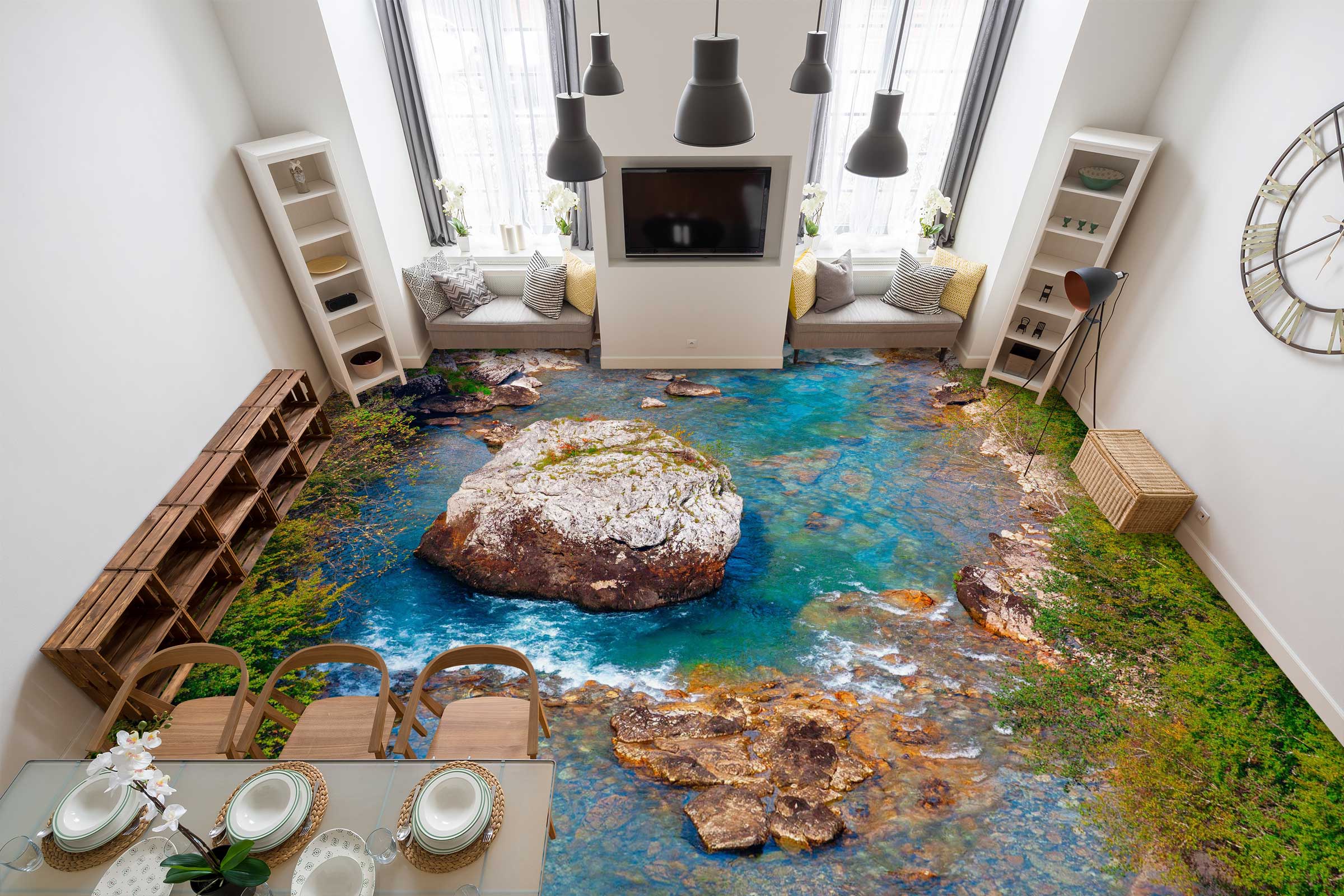 3D Cool Pond 1084 Floor Mural  Wallpaper Murals Self-Adhesive Removable Print Epoxy