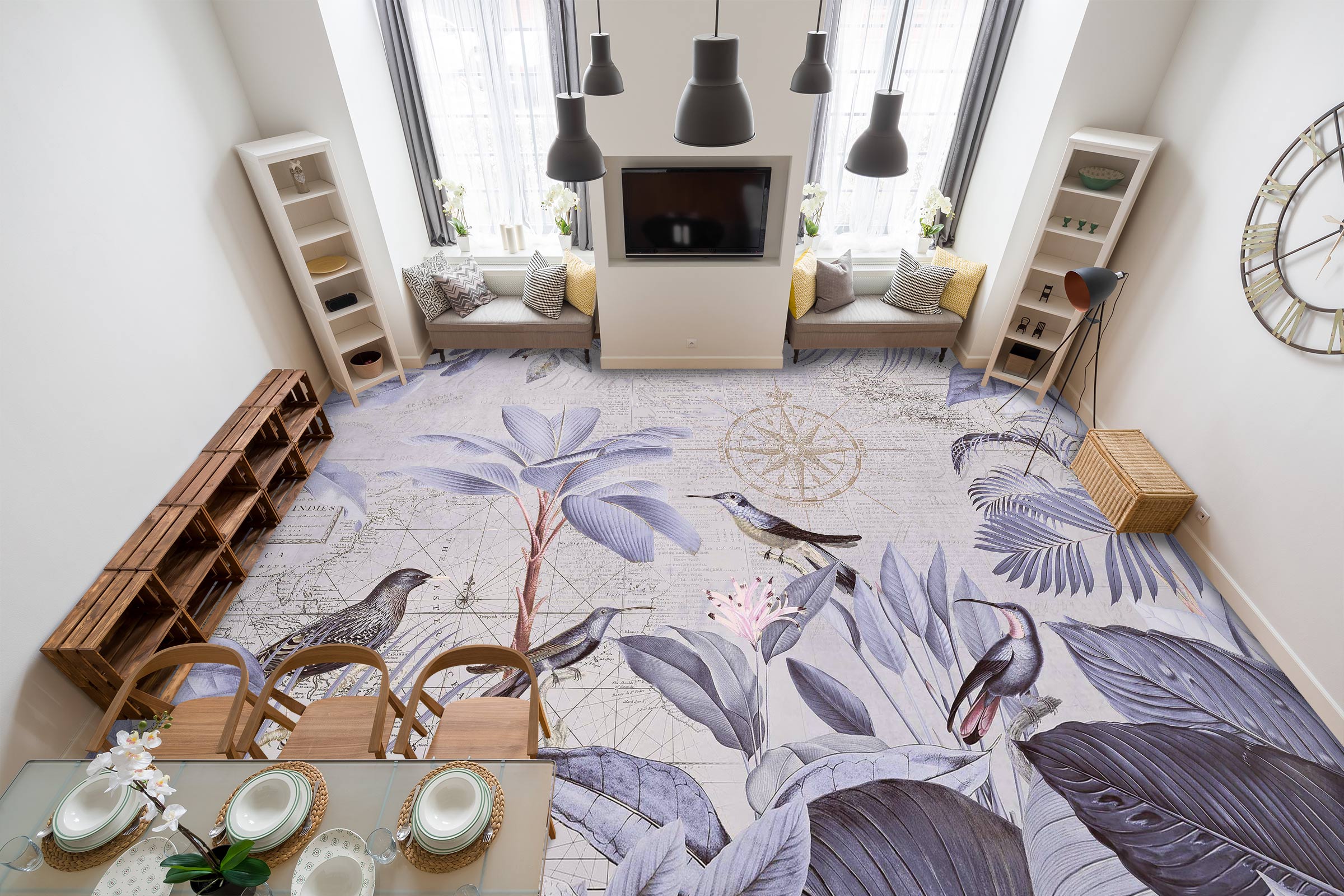 3D Purple Bird Grove 10050 Andrea Haase Floor Mural  Wallpaper Murals Self-Adhesive Removable Print Epoxy