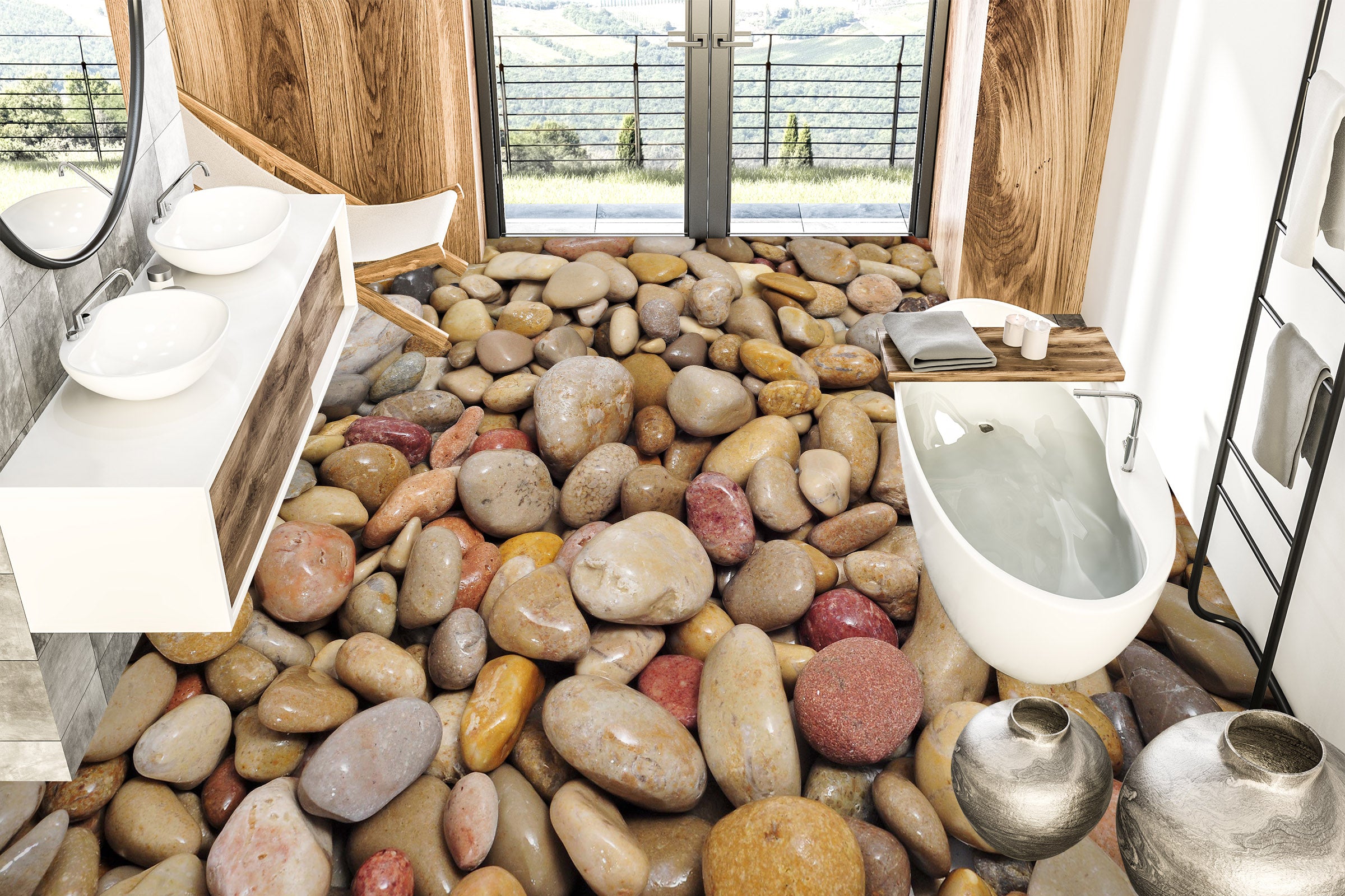 3D Textured Pebbles 008 Floor Mural  Wallpaper Murals Rug & Mat Print Epoxy waterproof bath floor