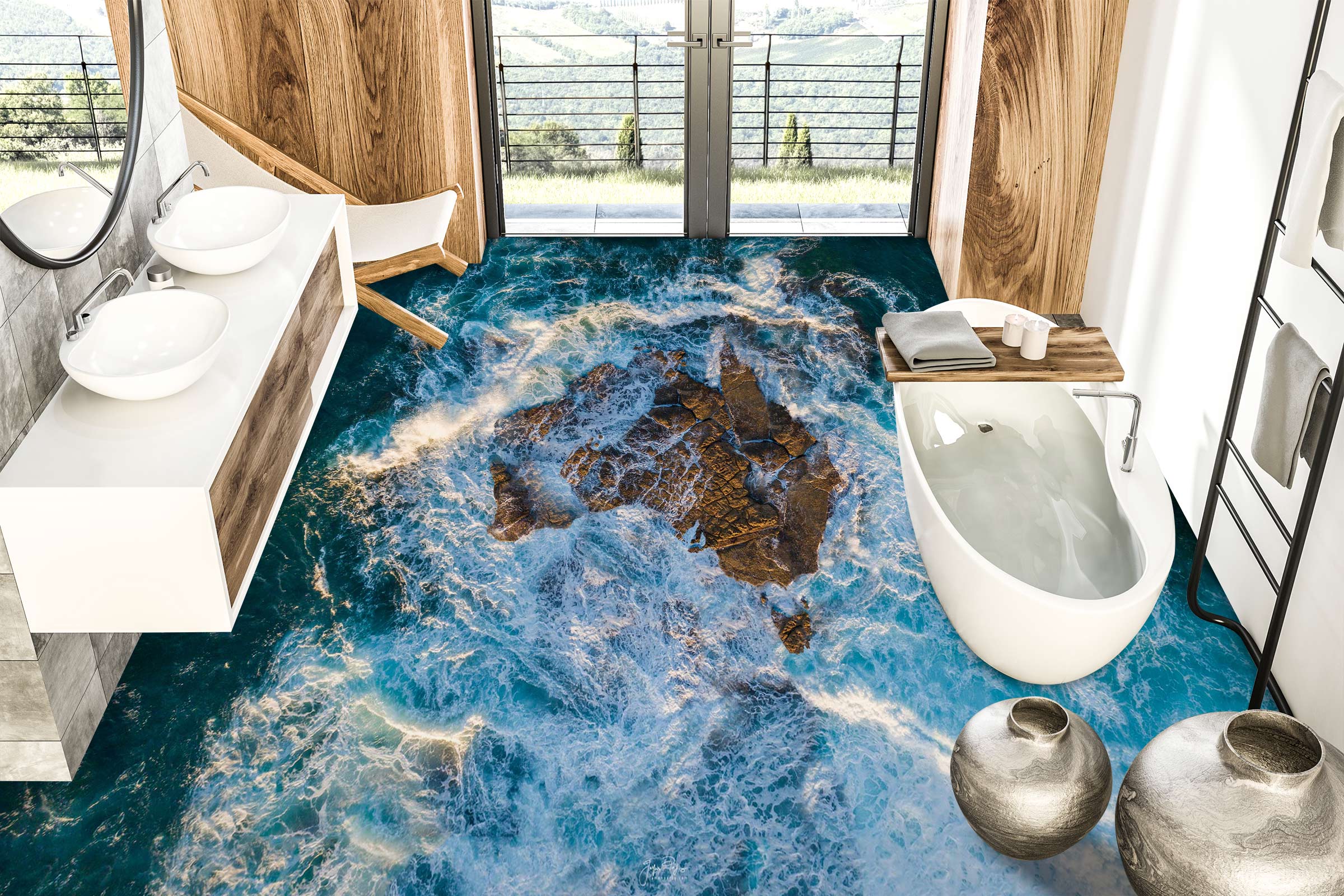 3D Fierce Wave Art 129 Floor Mural  Wallpaper Murals Rug & Mat Print Epoxy waterproof bath floor