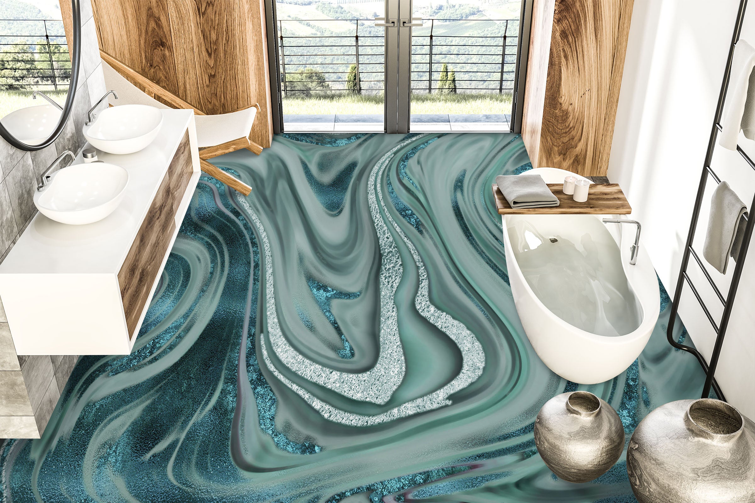 3D Green Texture Pattern 102121 Andrea Haase Floor Mural  Wallpaper Murals Self-Adhesive Removable Print Epoxy