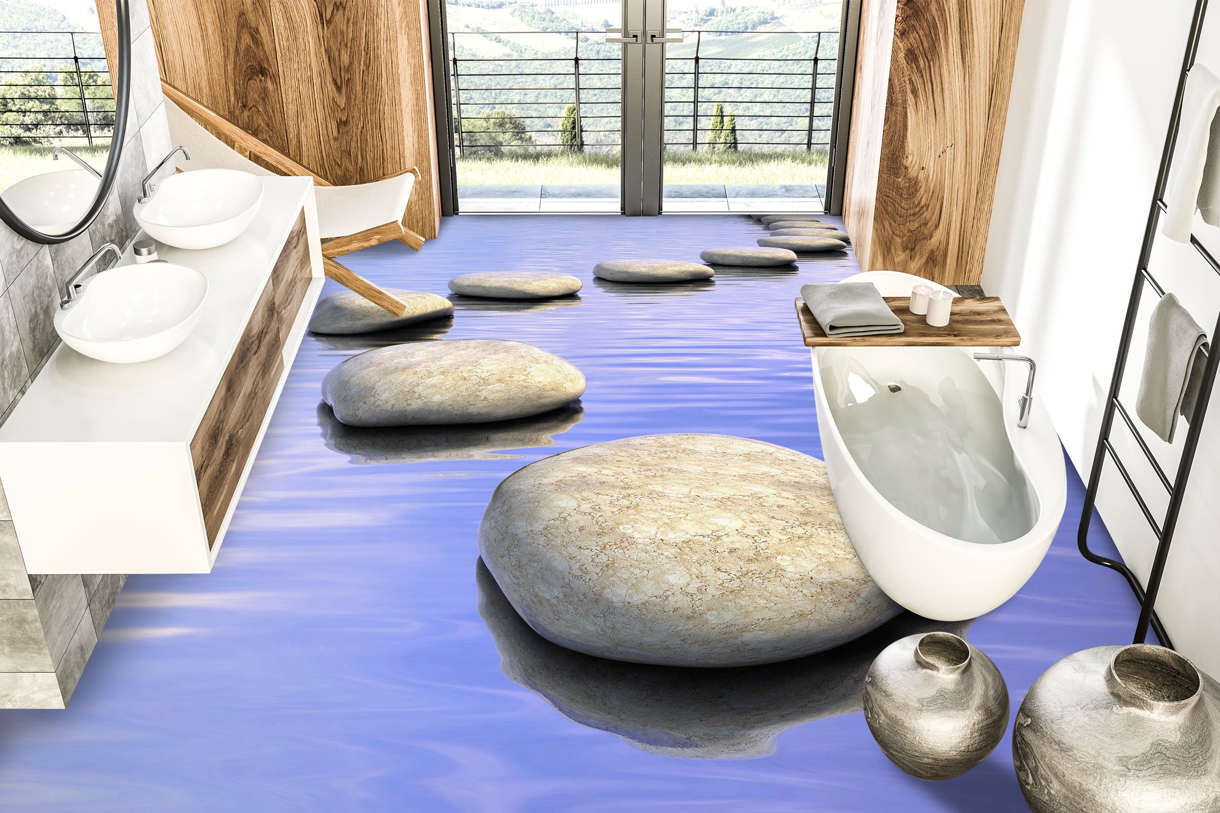 3D Purple River 608 Floor Mural  Wallpaper Murals Rug & Mat Print Epoxy waterproof bath floor