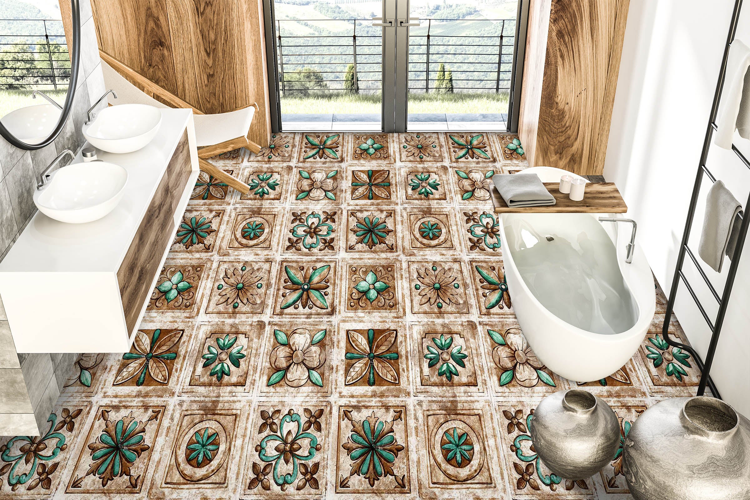 3D Vintage Delicate Pattern 089 Floor Mural