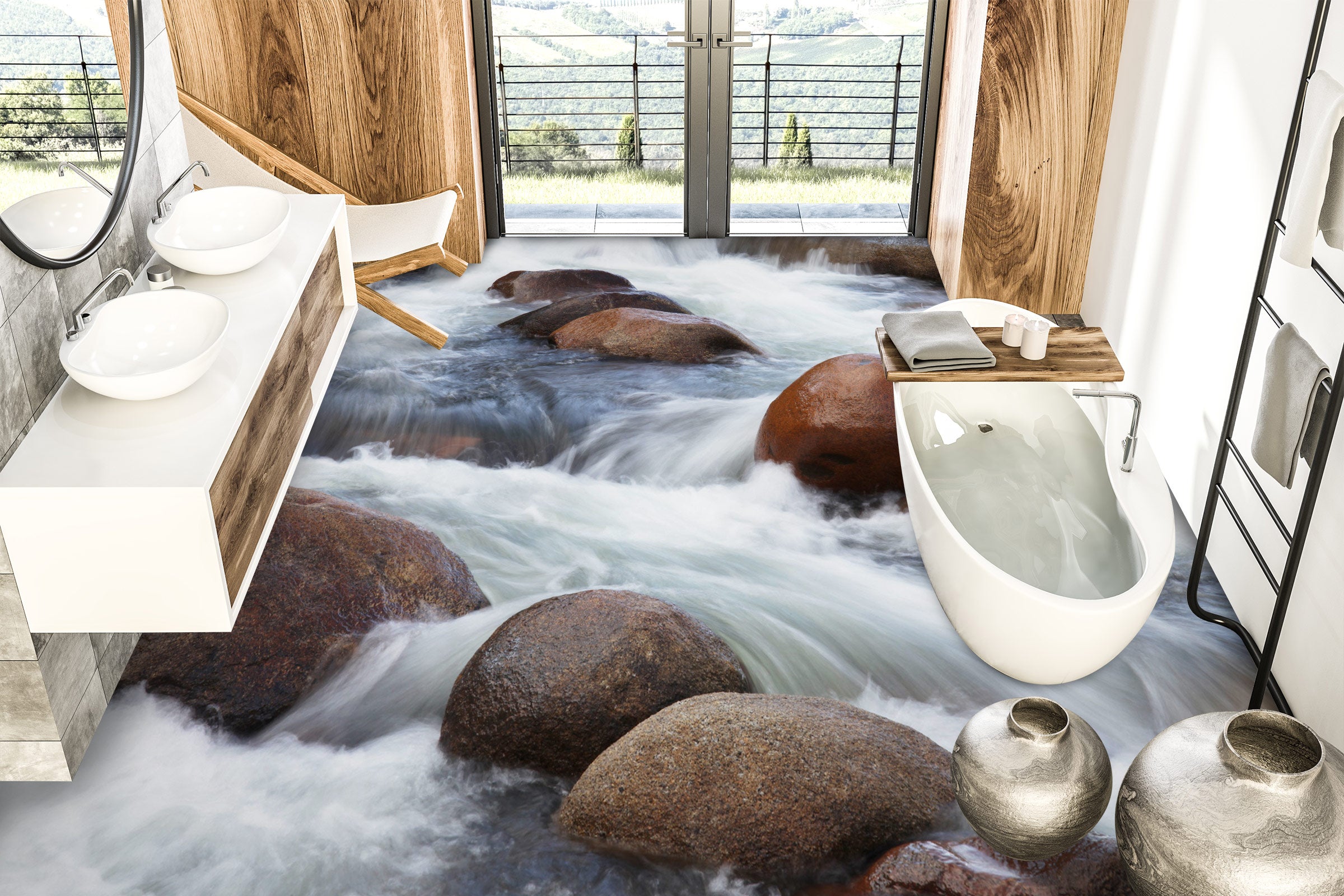 3D Smooth Brown Stone 1006 Floor Mural  Wallpaper Murals Self-Adhesive Removable Print Epoxy