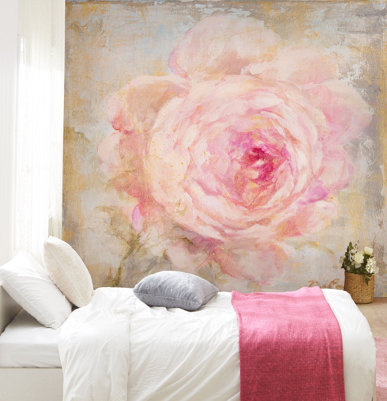 3D Rose Pink Flowers 3187 Debi Coules Wall Mural Wall Murals