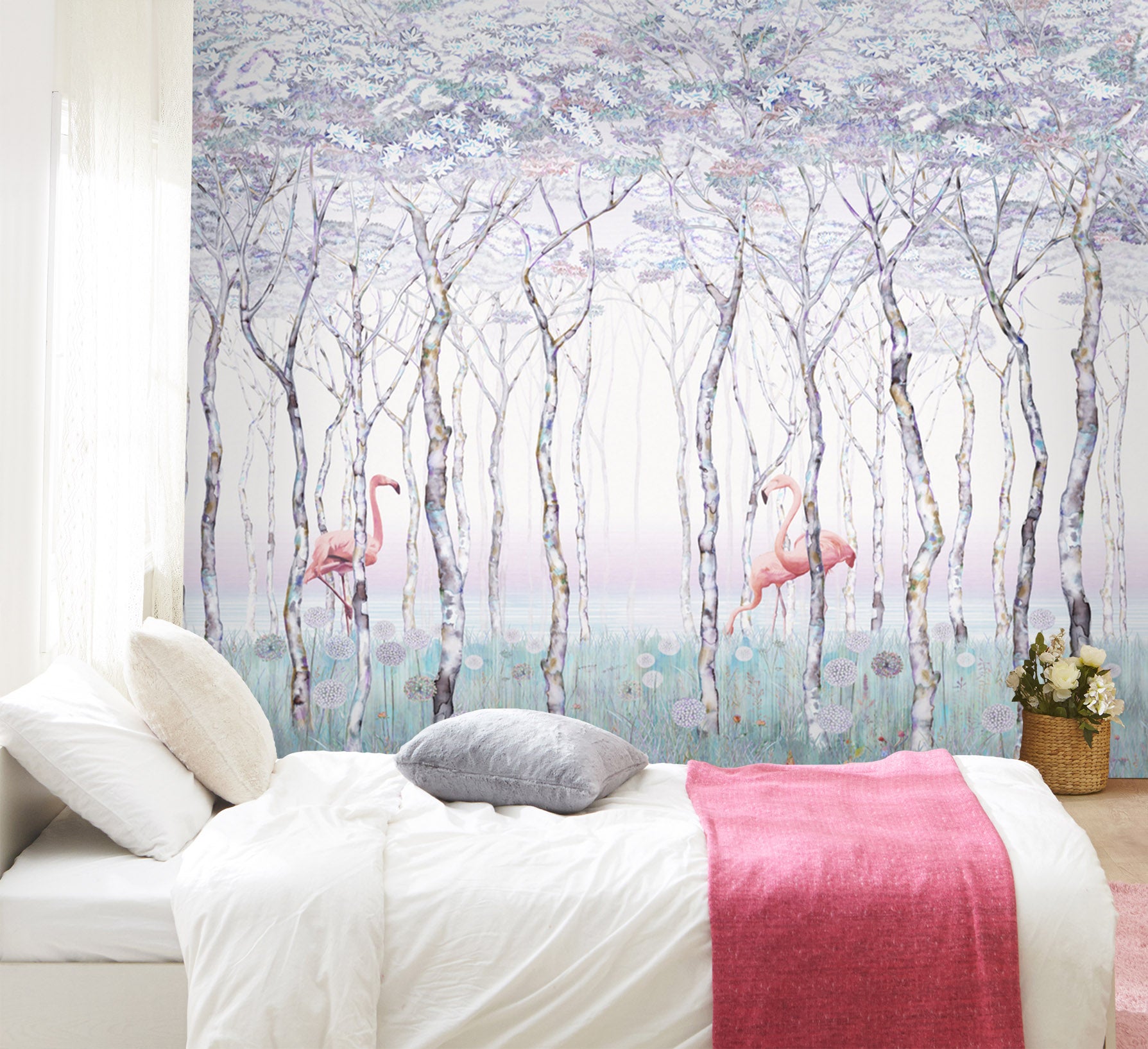 3D Wood Flamingo 1577 Wall Murals