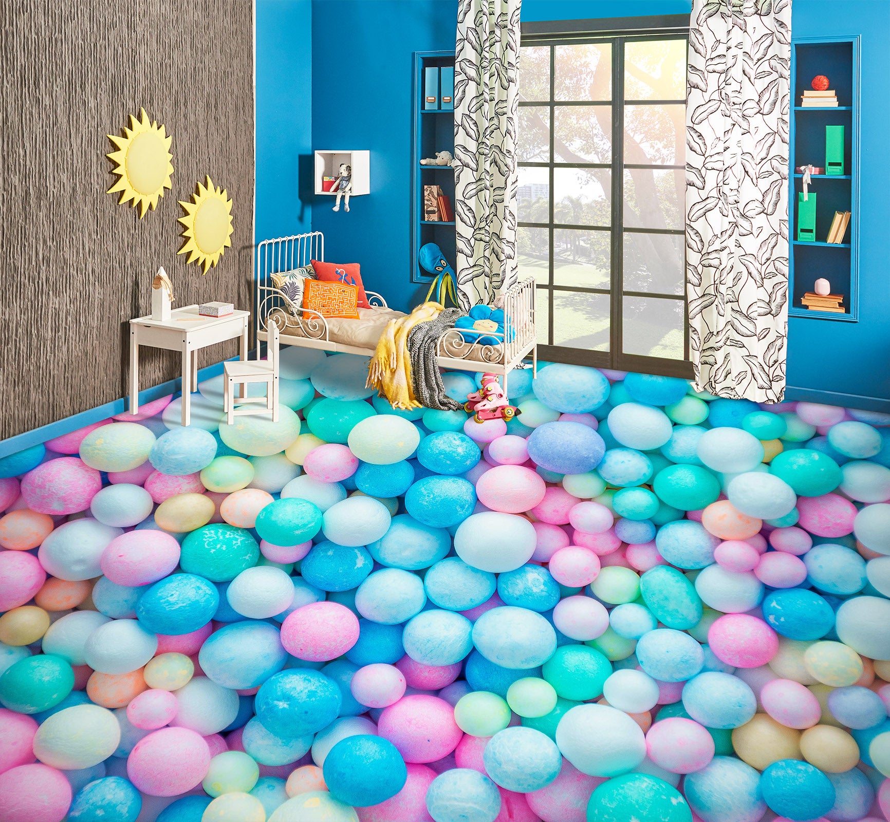 3D Sweet Colorful Balls 833 Floor Mural  Wallpaper Murals Rug & Mat Print Epoxy waterproof bath floor