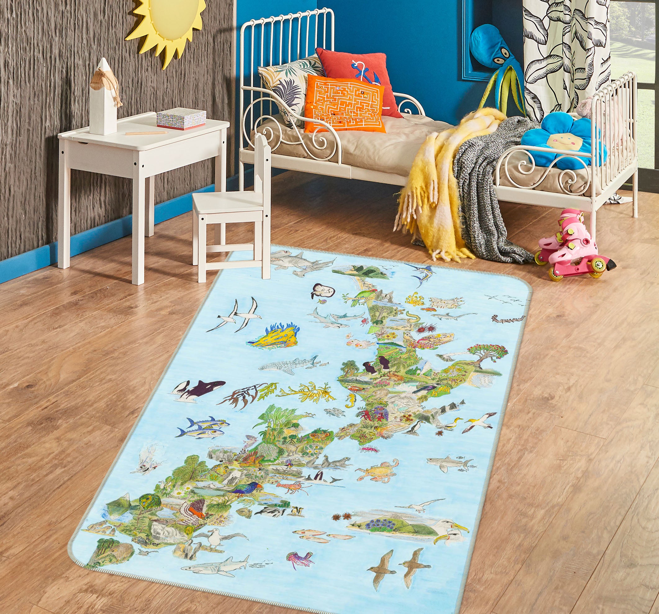 3D Animal Atlas 1517 Michael Sewell Rug Non Slip Rug Mat