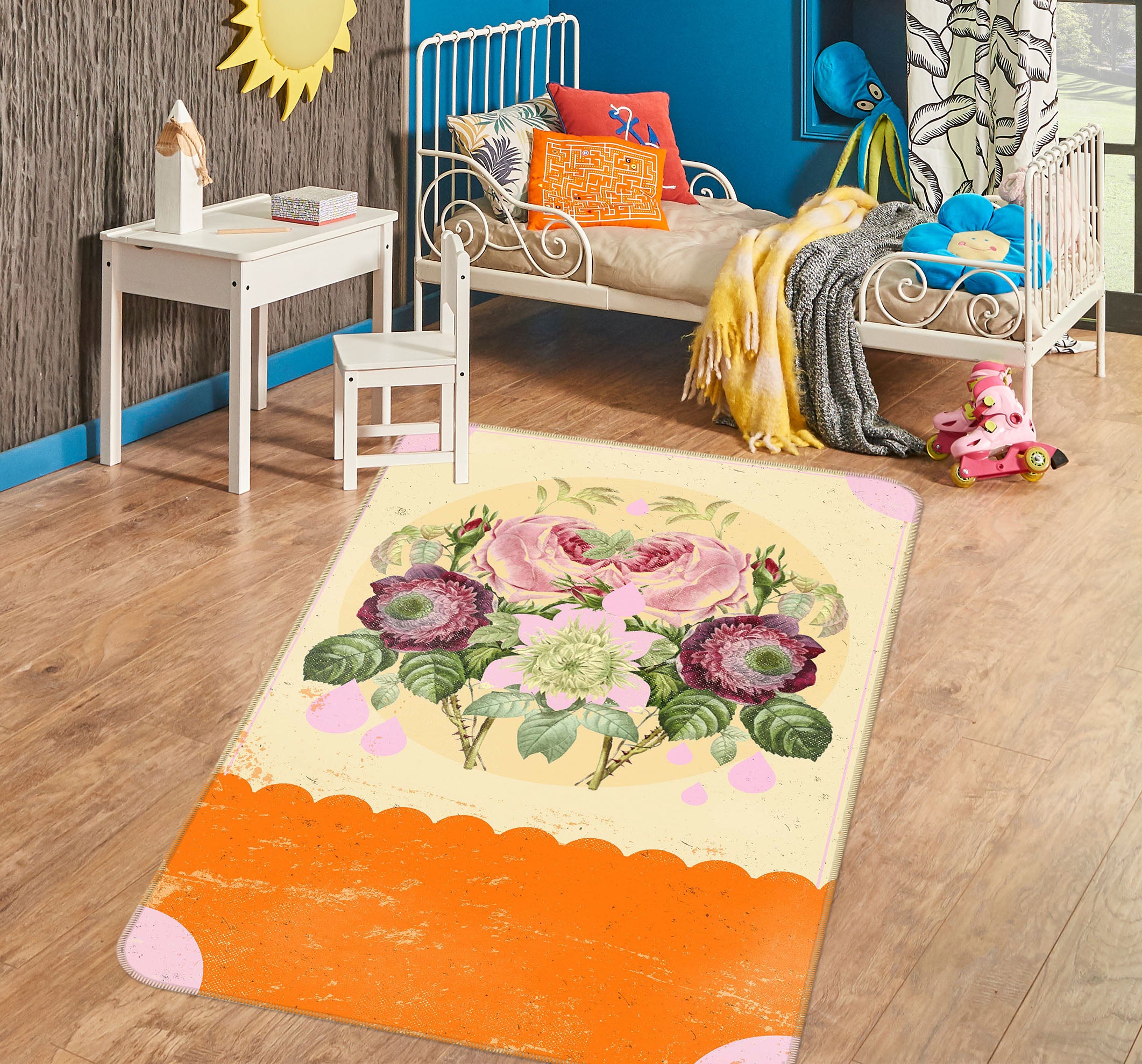 3D Flower Cluster 1011 Showdeer Rug Non Slip Rug Mat