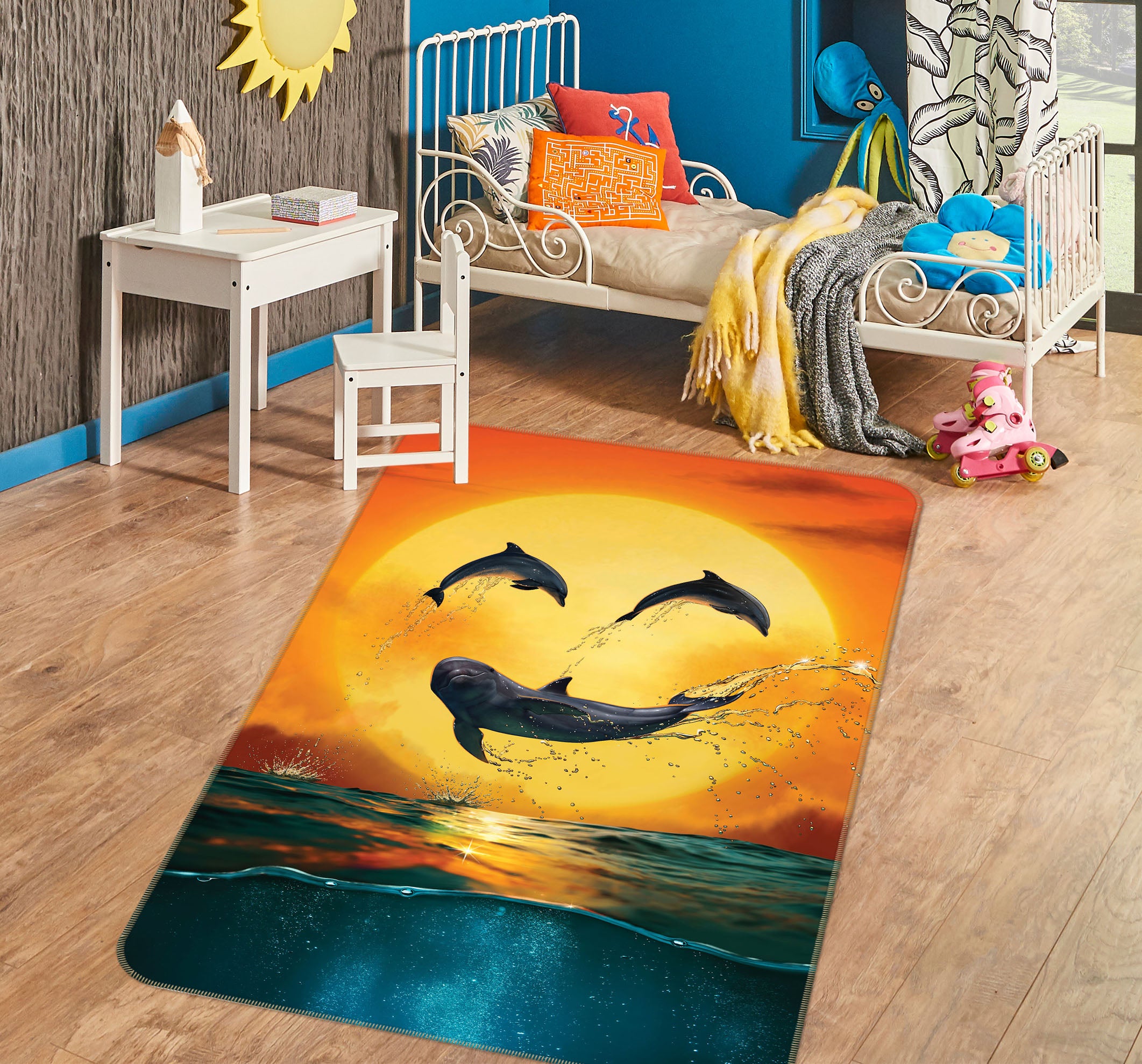 3D Dolphin Emoji Smily Def 1030 Vincent Hie Rug Non Slip Rug Mat