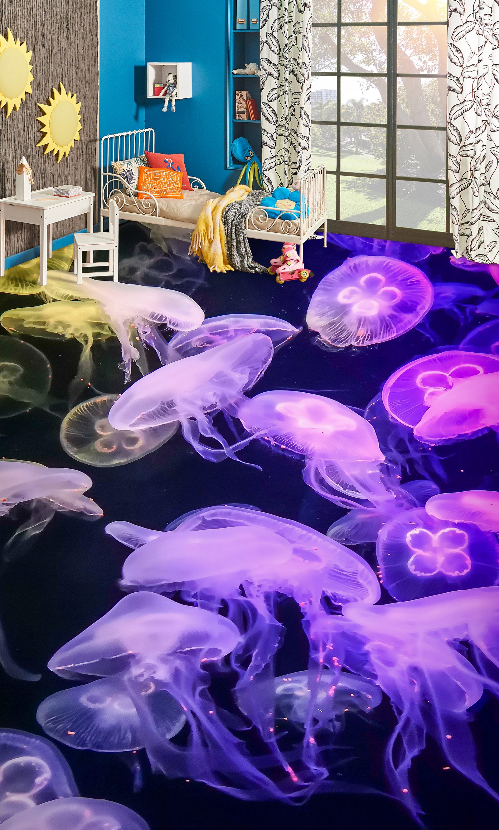 3D Purple Jellyfish 703 Floor Mural  Wallpaper Murals Rug & Mat Print Epoxy waterproof bath floor
