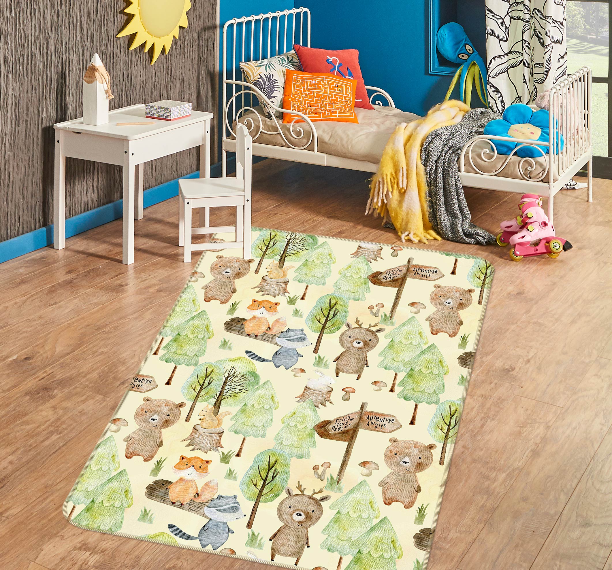 3D Forest Bear 131 Uta Naumann Rug Non Slip Rug Mat