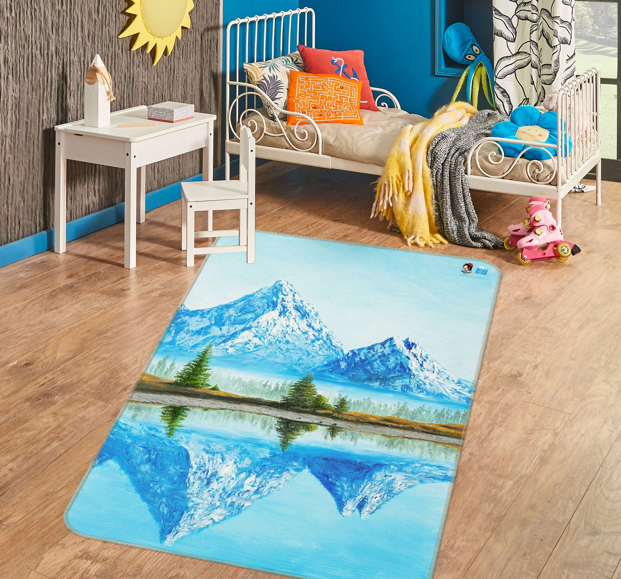 3D Snow Mountain 18108 Marina Zotova Rug Non Slip Rug Mat