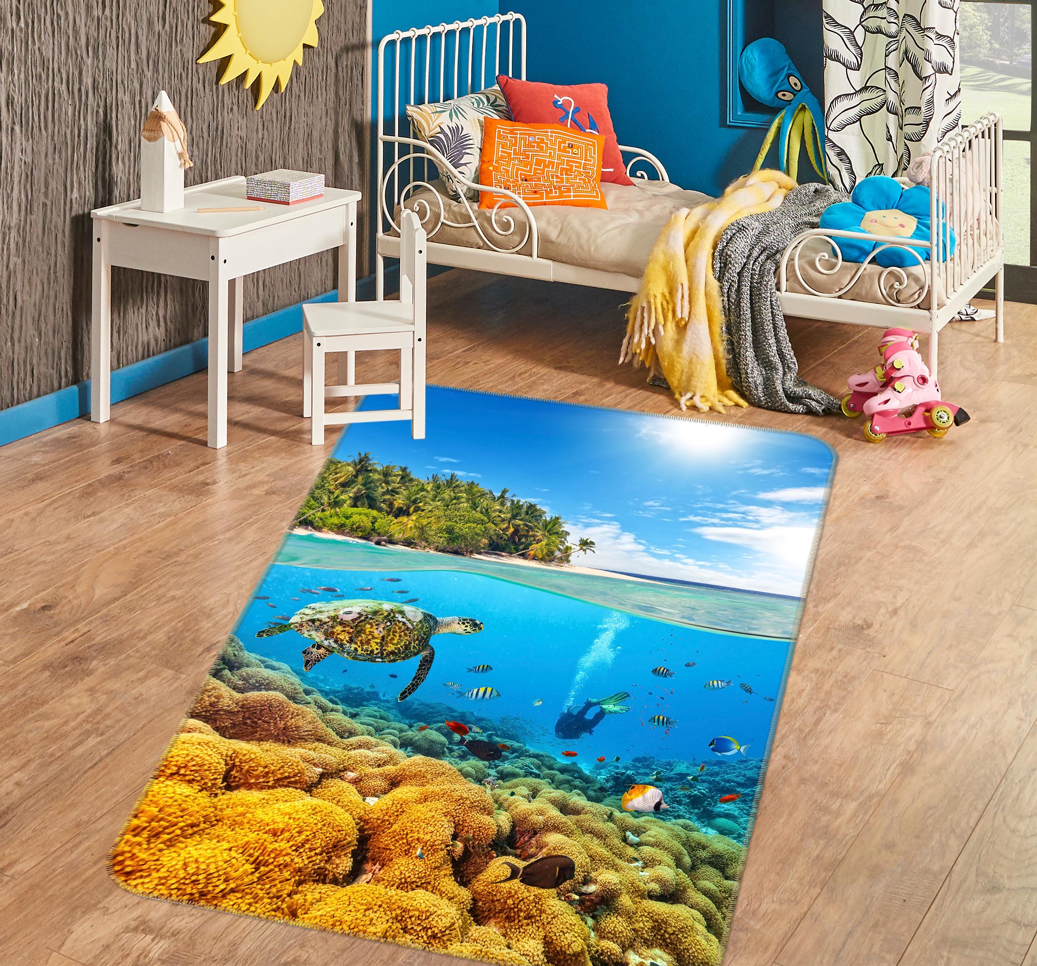 3D Sea Turtle 172 Animal Non Slip Rug Mat