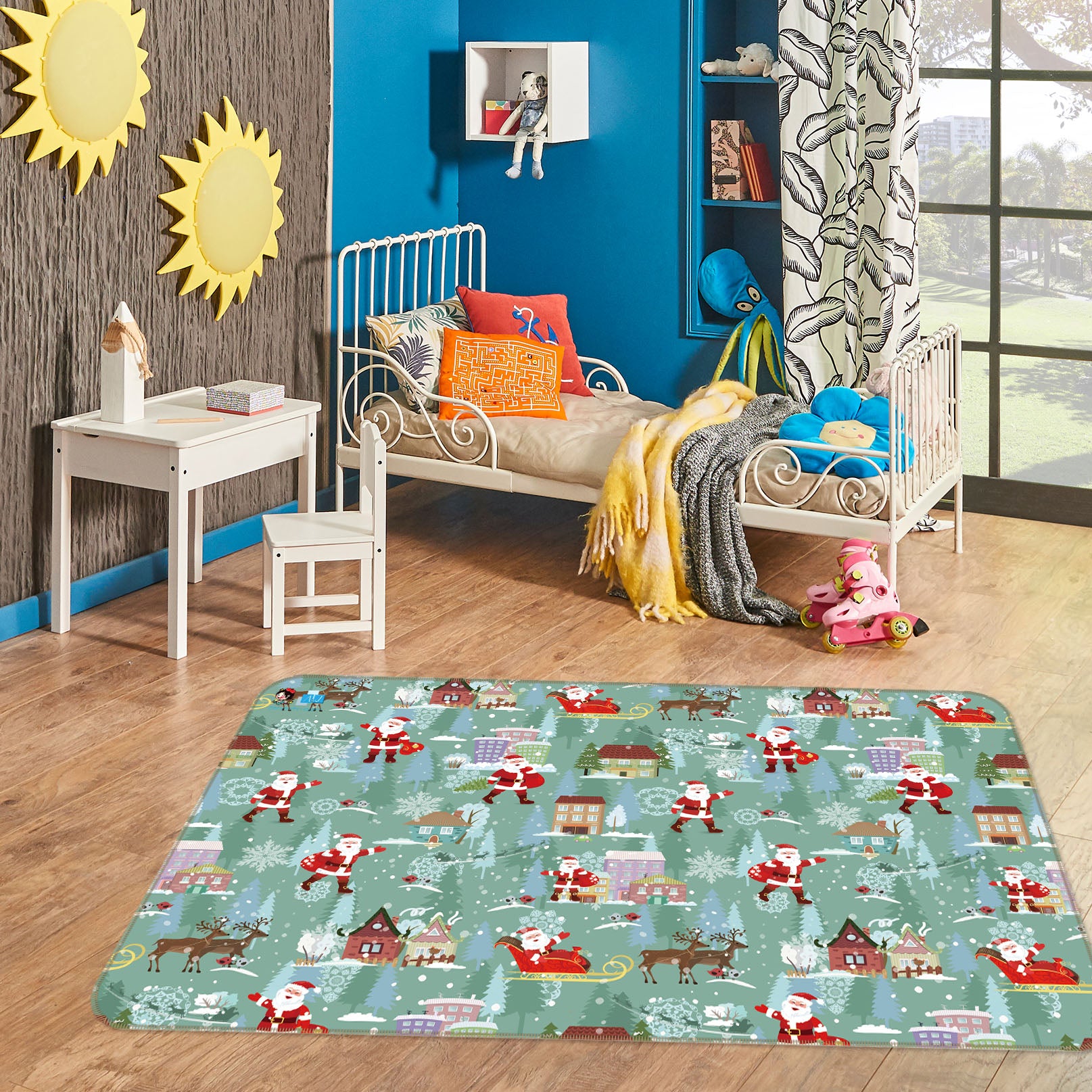 3D Santa Claus House Pattern 56215 Christmas Non Slip Rug Mat Xmas