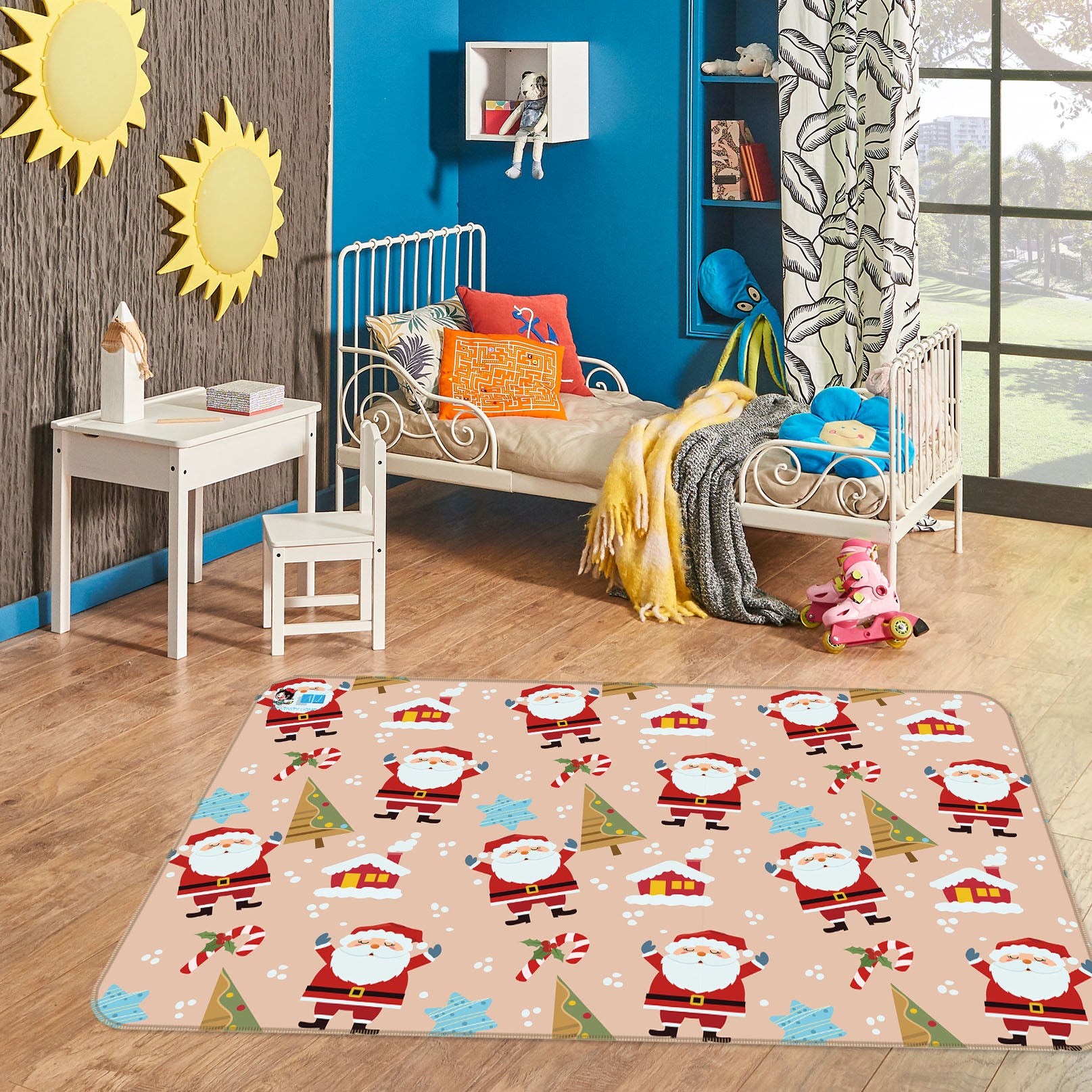 3D Little Santa Pattern 56255 Christmas Non Slip Rug Mat Xmas