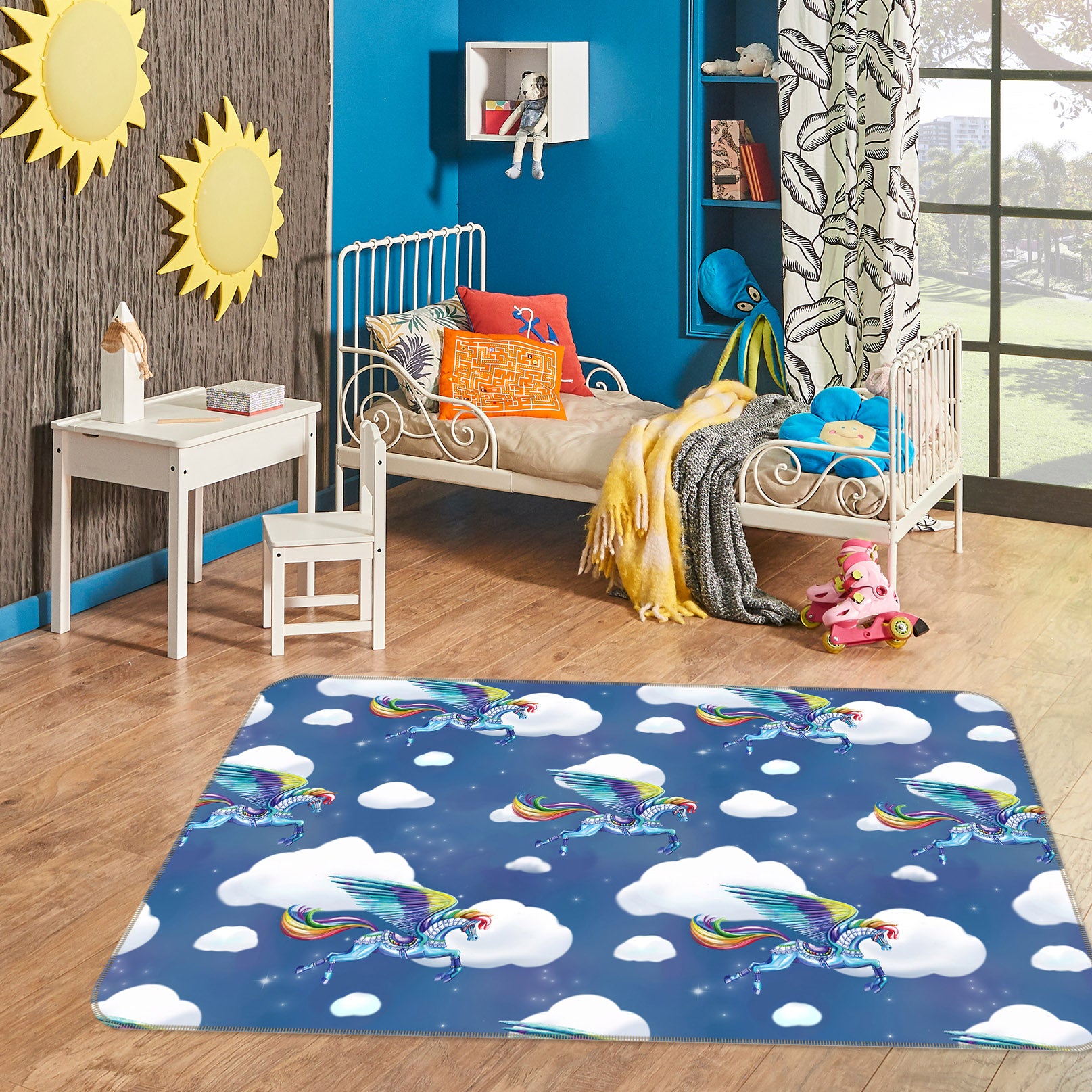 3D Cloud Unicorn 3013 Rose Catherine Khan Rug Non Slip Rug Mat