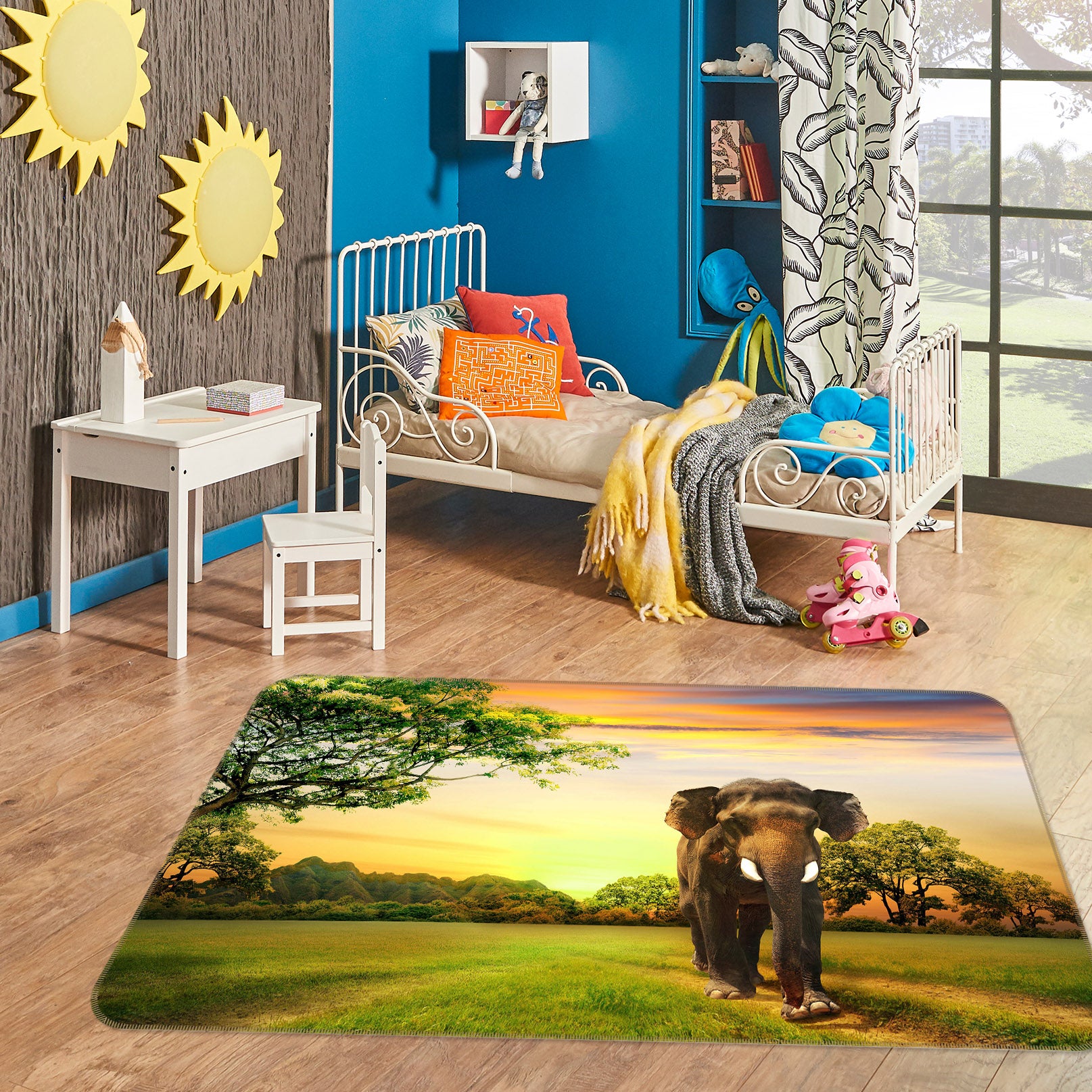 3D Lawn Eelephant 132 Animal Non Slip Rug Mat