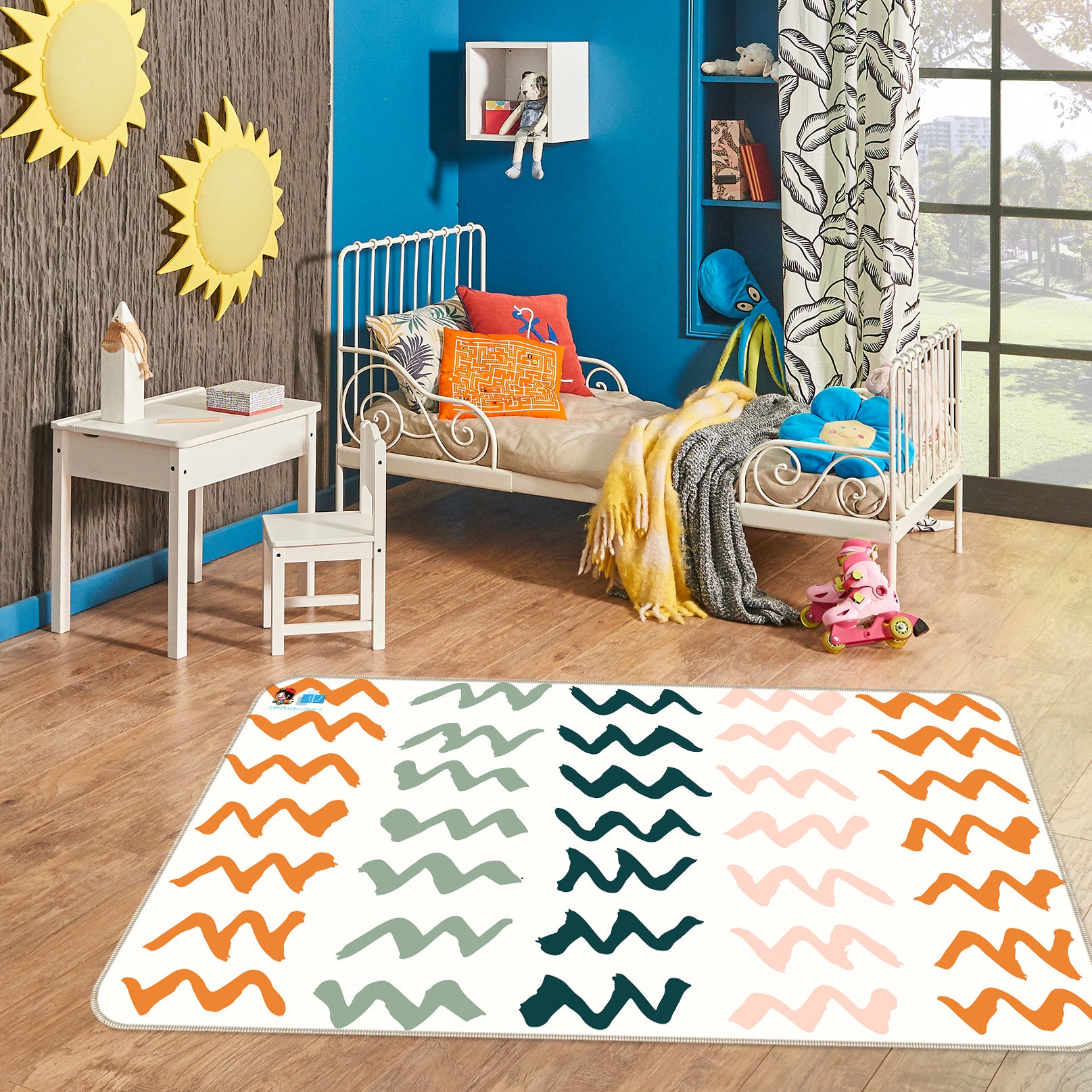 3D Colorful Wave Pattern 107134 Kashmira Jayaprakash Rug Non Slip Rug Mat