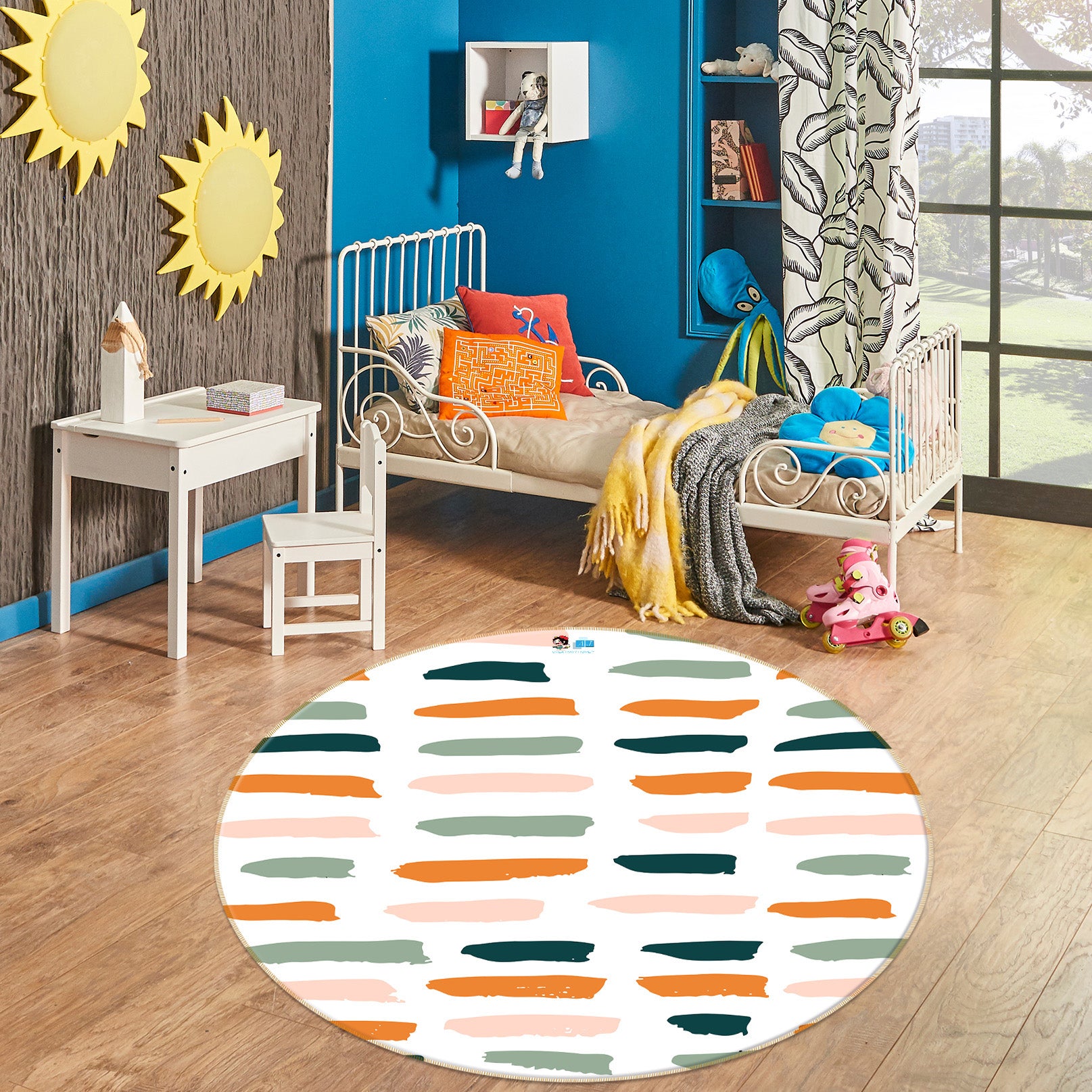 3D Colorful Strip Pattern 10589 Kashmira Jayaprakash Rug Round Non Slip Rug Mat