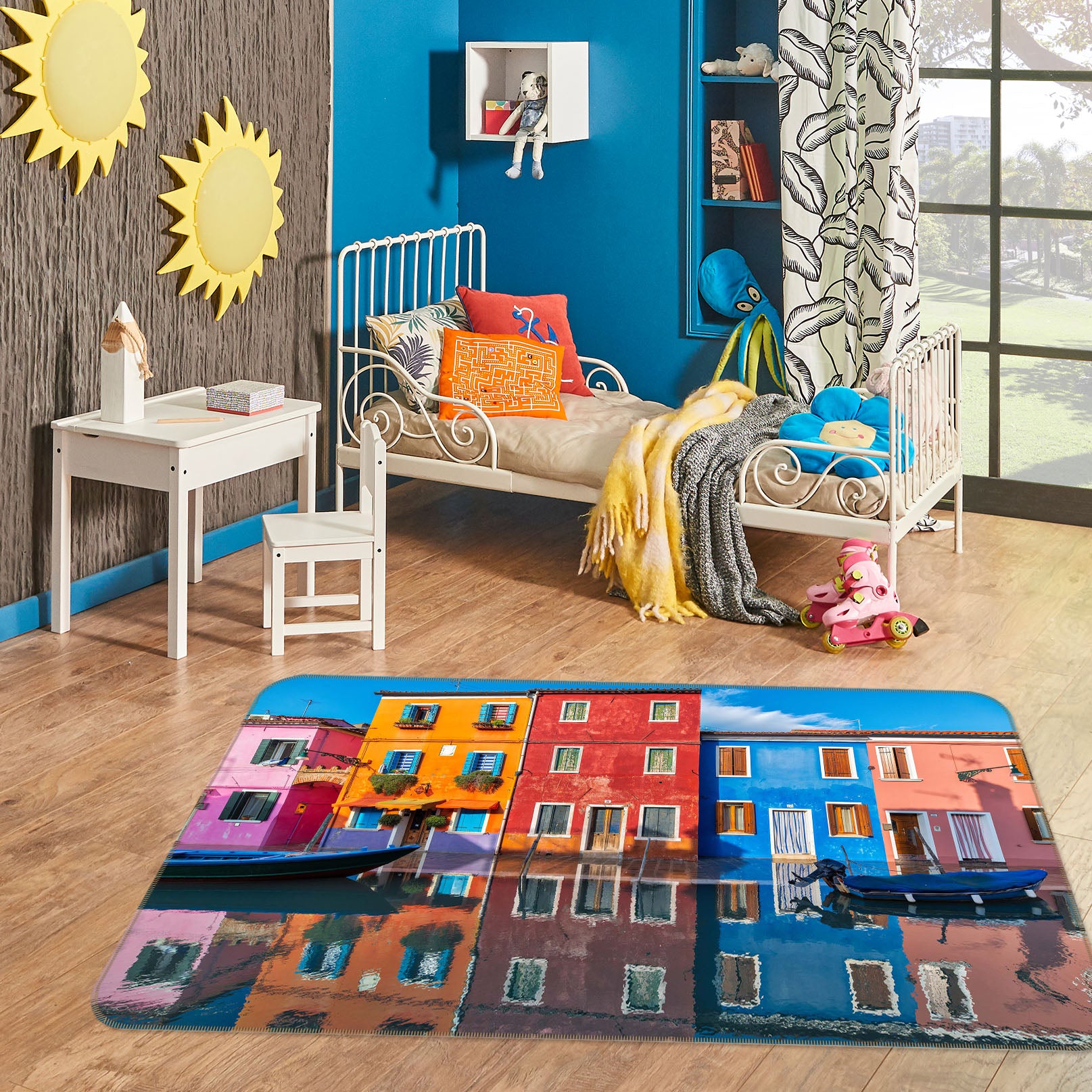 3D Color Houses 1190 Marco Carmassi Rug Non Slip Rug Mat