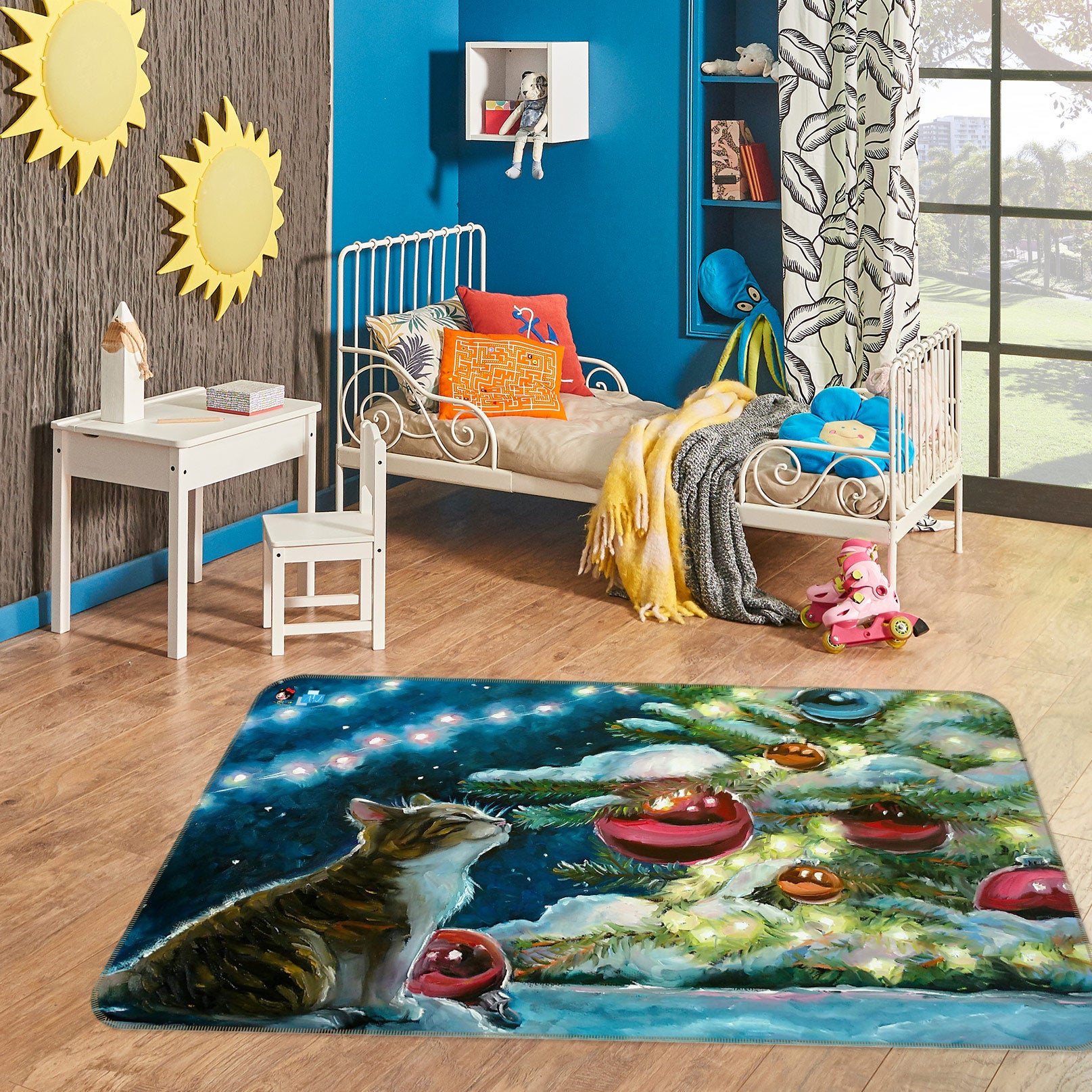 3D Cat Tree Ball Pendant 56153 Christmas Non Slip Rug Mat Xmas