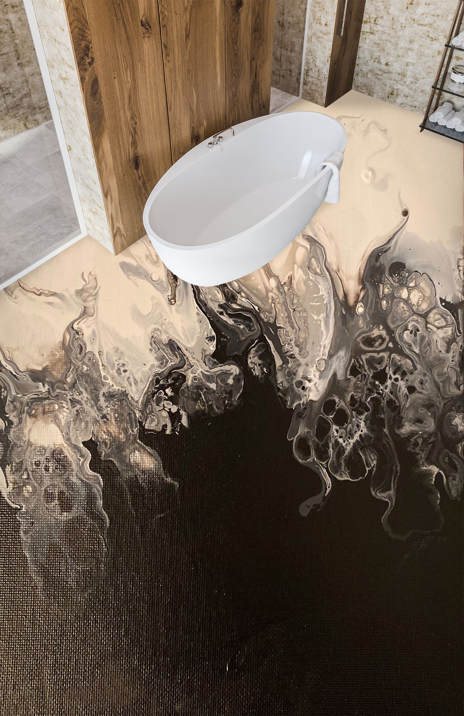 3D Black Ink Texture 98196 Valerie Latrice Floor Mural  Wallpaper Murals Self-Adhesive Removable Print Epoxy