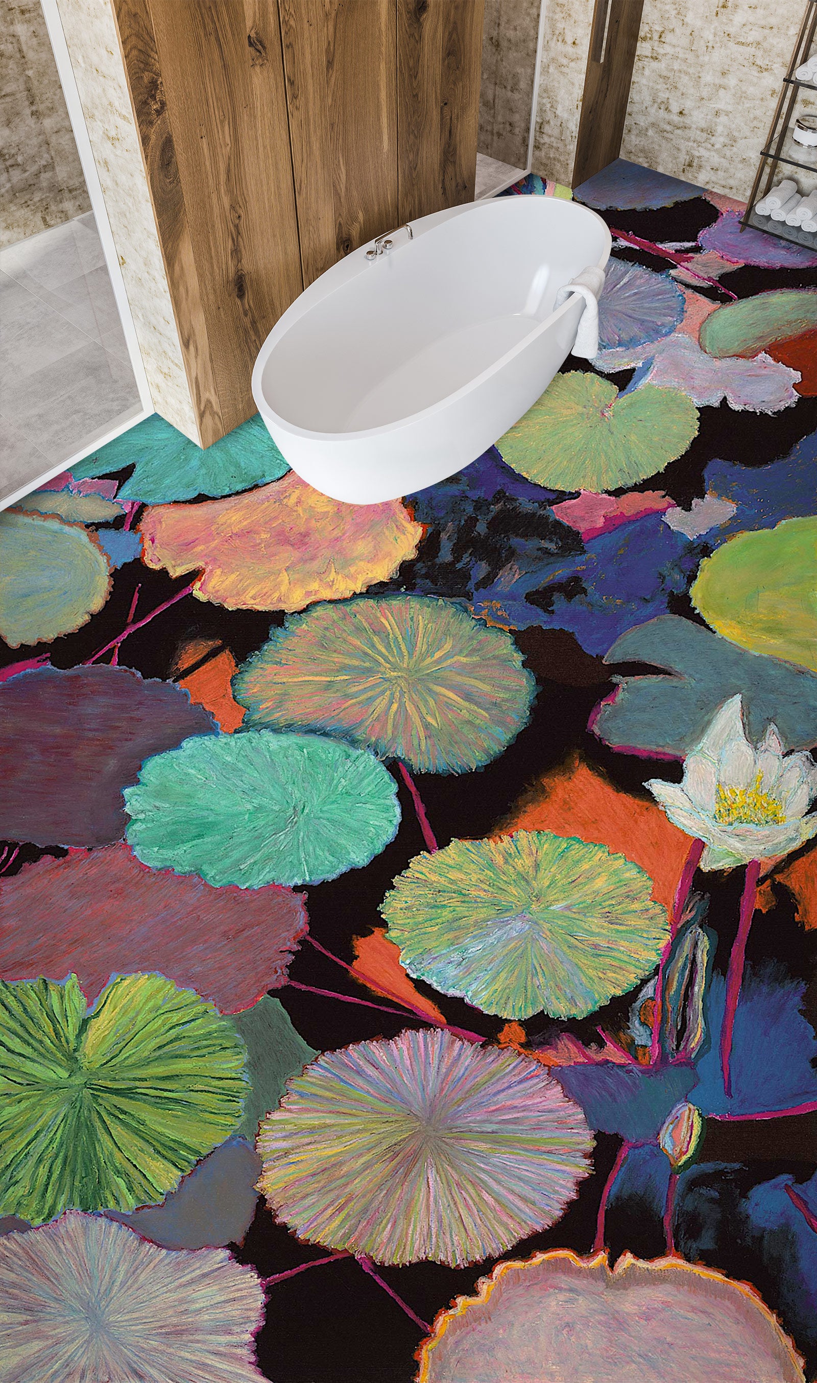 3D Colorful Lotus Leaf 96121 Allan P. Friedlander Floor Mural  Wallpaper Murals Self-Adhesive Removable Print Epoxy