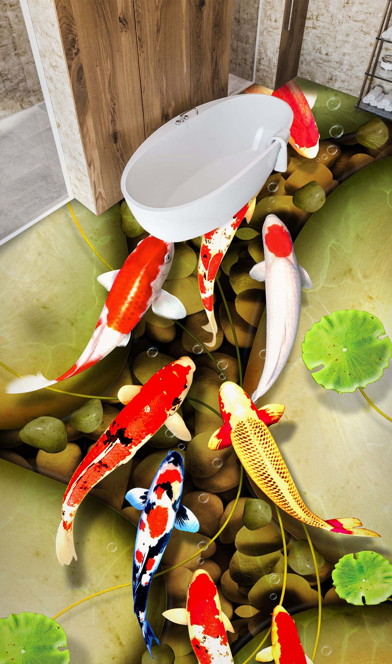 3D Koi's Guide 502 Floor Mural  Wallpaper Murals Rug & Mat Print Epoxy waterproof bath floor