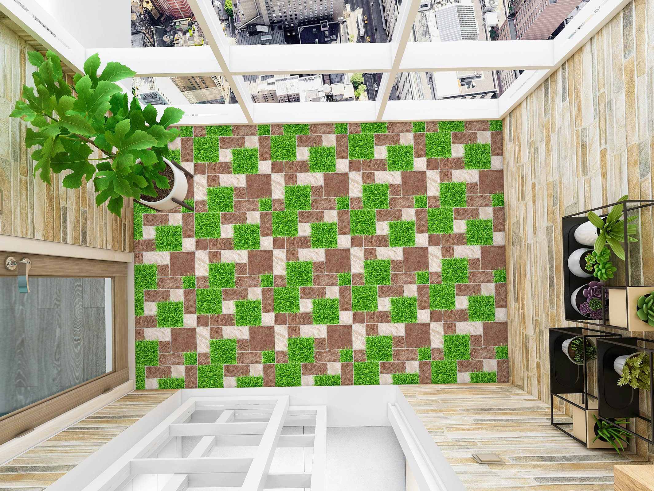 3D Square Grass 479 Floor Mural  Wallpaper Murals Rug & Mat Print Epoxy waterproof bath floor