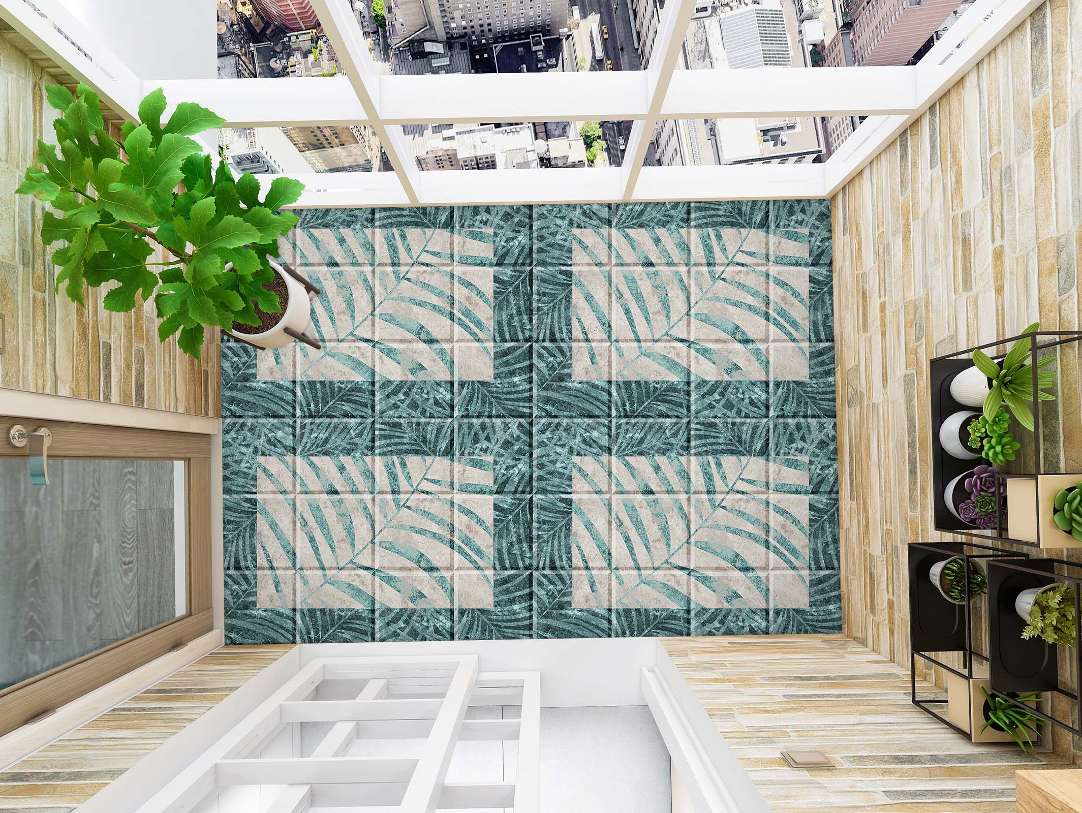 3D Leaf Art Pattern 925 Floor Mural  Wallpaper Murals Rug & Mat Print Epoxy waterproof bath floor