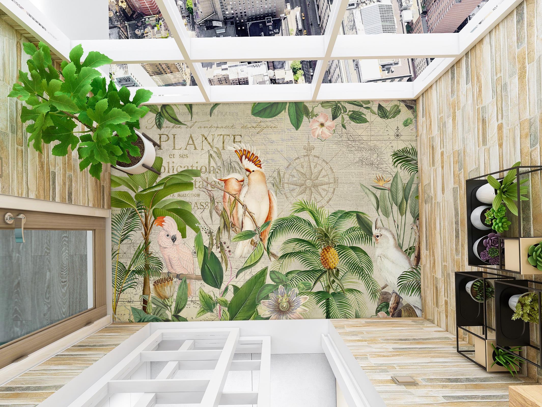 3D Jungle Parrot Pineapple 104173 Andrea Haase Floor Mural  Wallpaper Murals Self-Adhesive Removable Print Epoxy
