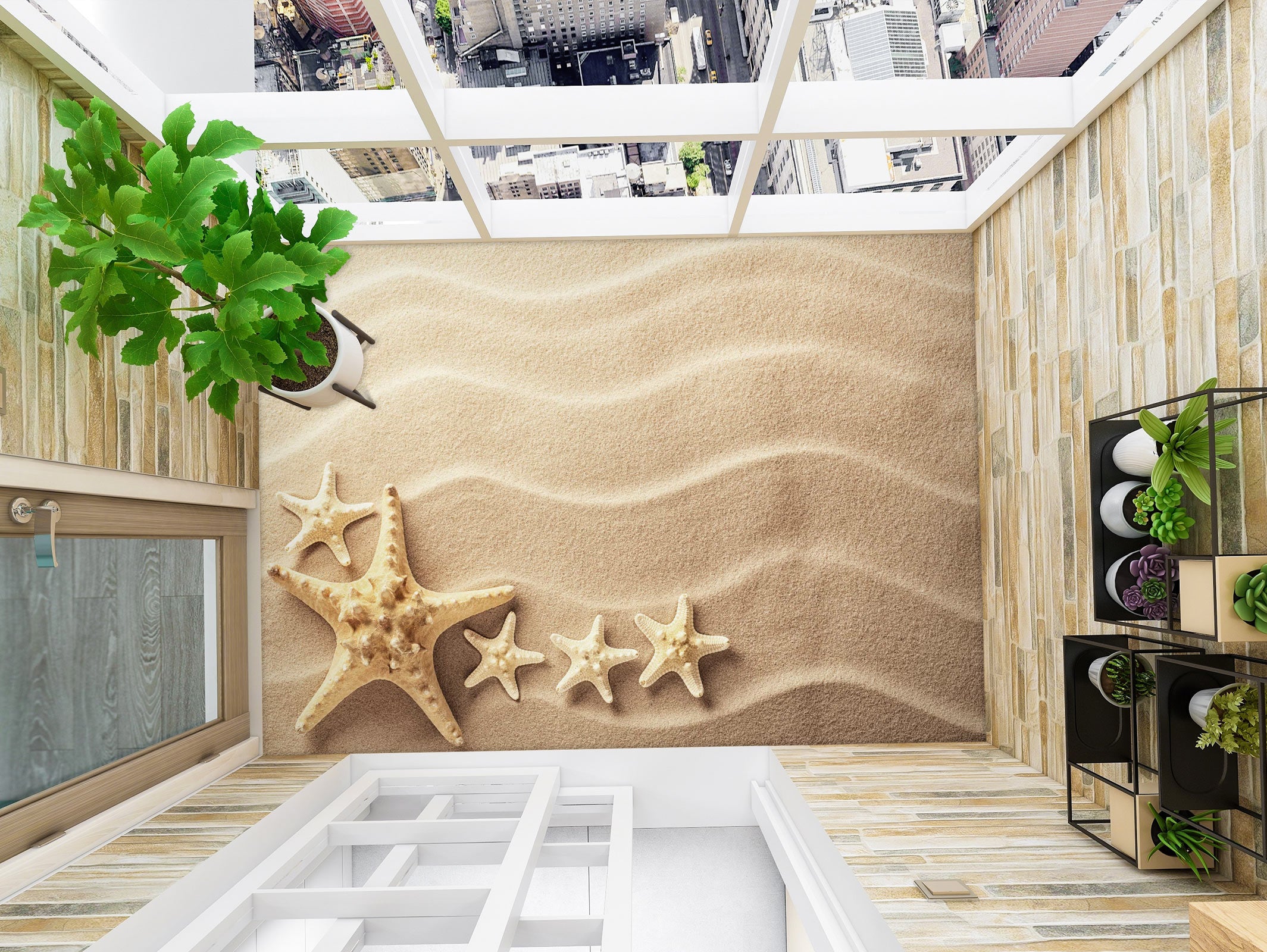 3D Love Starfish 658 Floor Mural  Wallpaper Murals Rug & Mat Print Epoxy waterproof bath floor