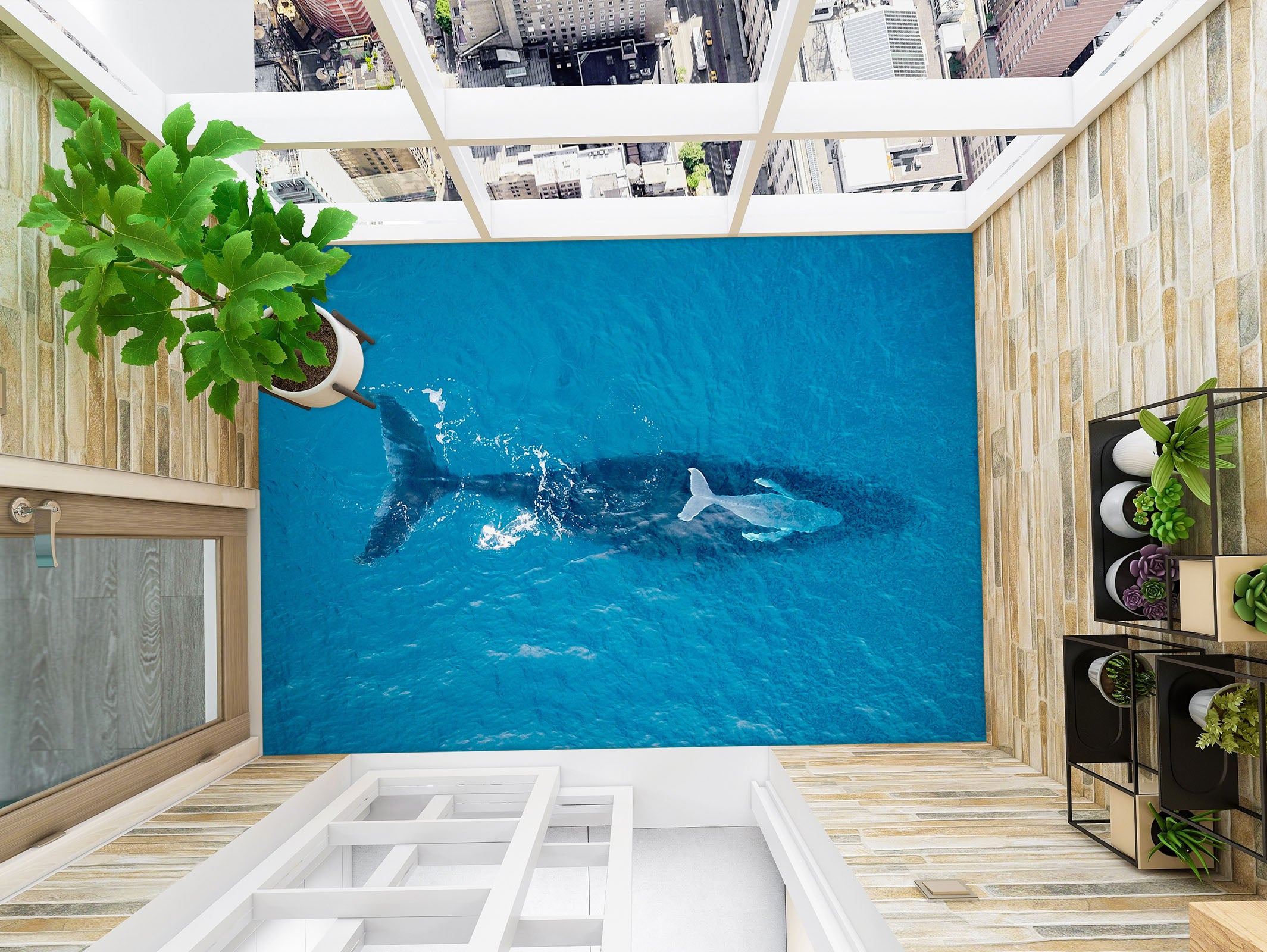 3D Lonely Whale 837 Floor Mural  Wallpaper Murals Rug & Mat Print Epoxy waterproof bath floor