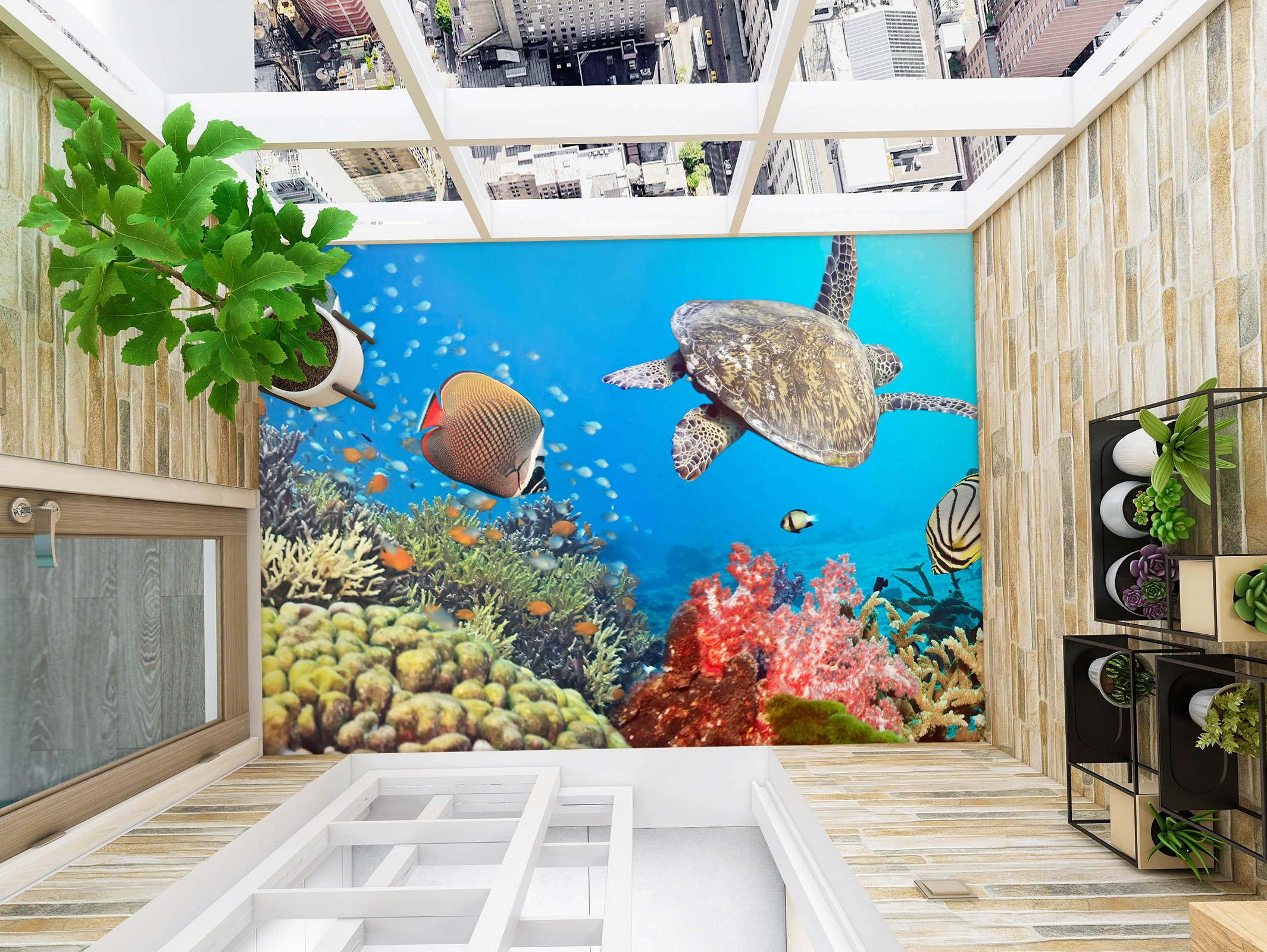 3D Fantasy Red Coral 1418 Floor Mural  Wallpaper Murals Self-Adhesive Removable Print Epoxy