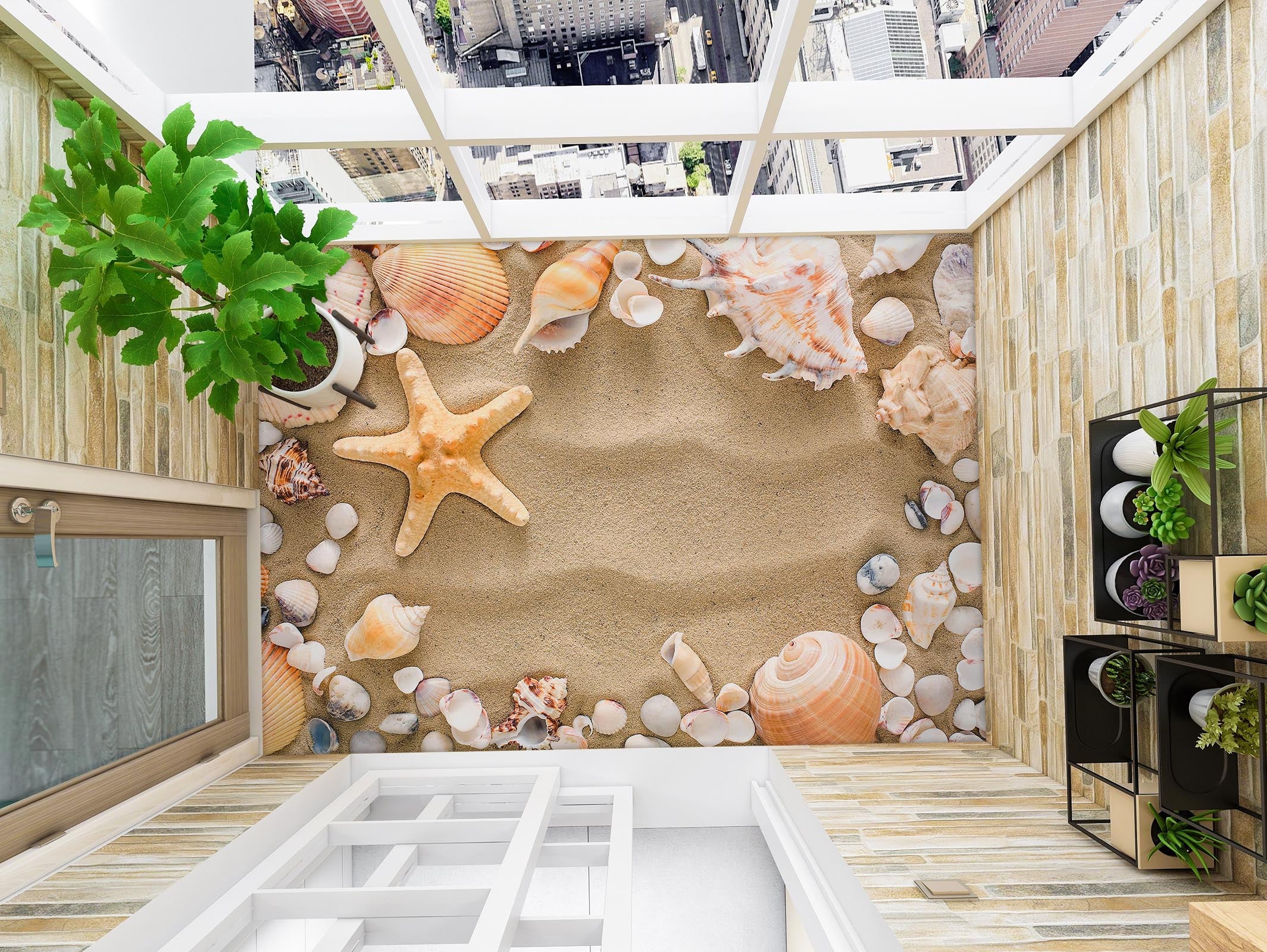 3D Happy Beach Paradise 383 Floor Mural  Wallpaper Murals Rug & Mat Print Epoxy waterproof bath floor