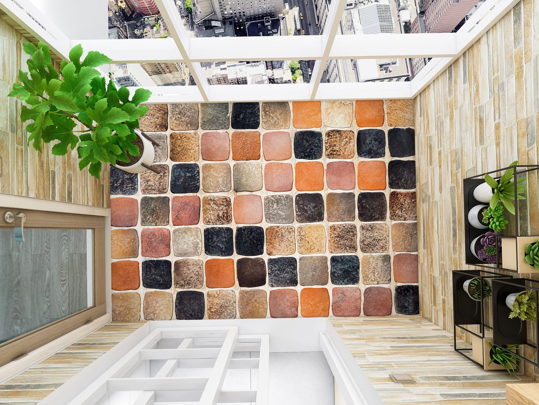 3D Retro Square Colors 541 Floor Mural  Wallpaper Murals Rug & Mat Print Epoxy waterproof bath floor