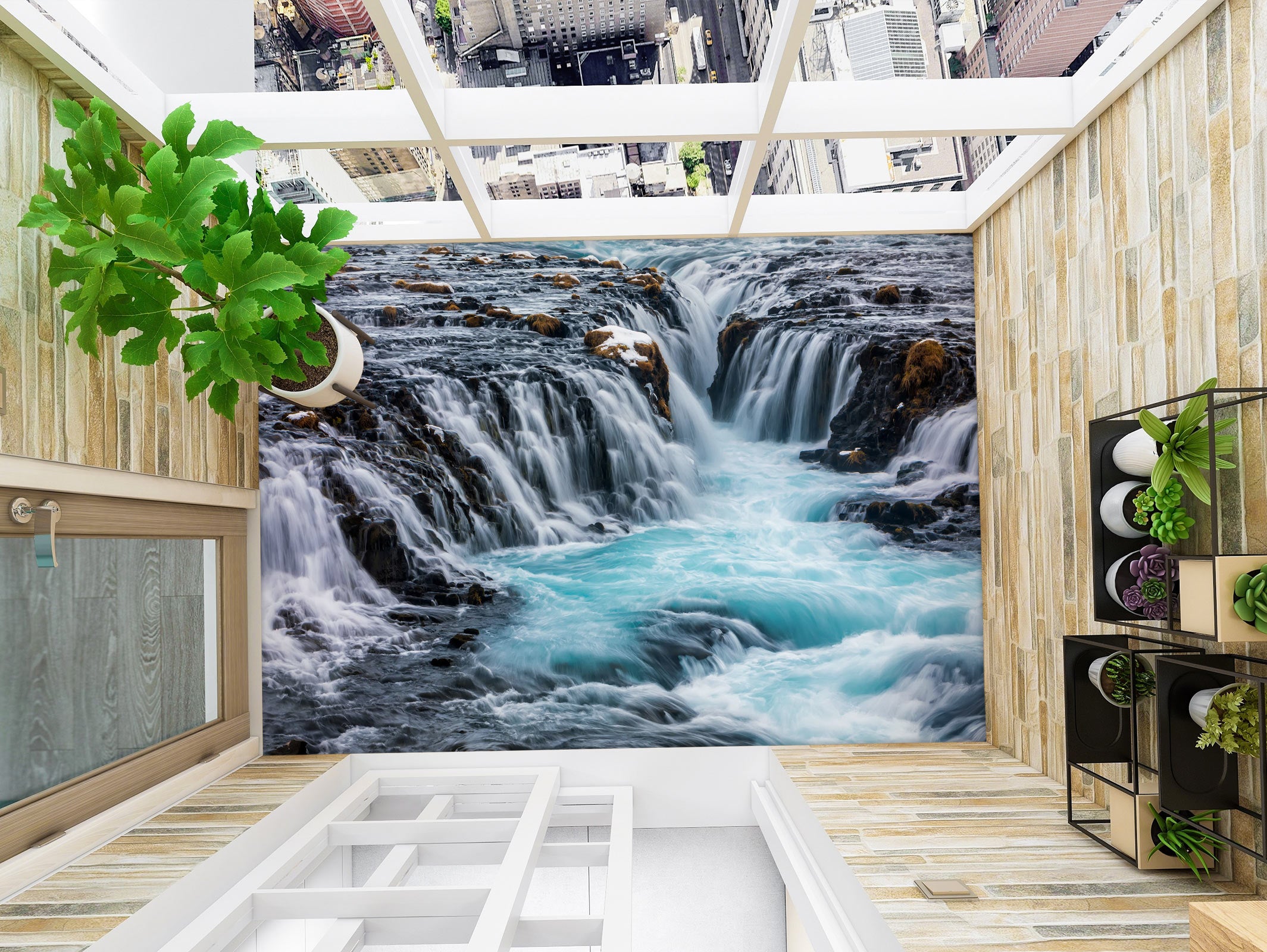 3D Magnificent Waterfall 666 Floor Mural  Wallpaper Murals Rug & Mat Print Epoxy waterproof bath floor