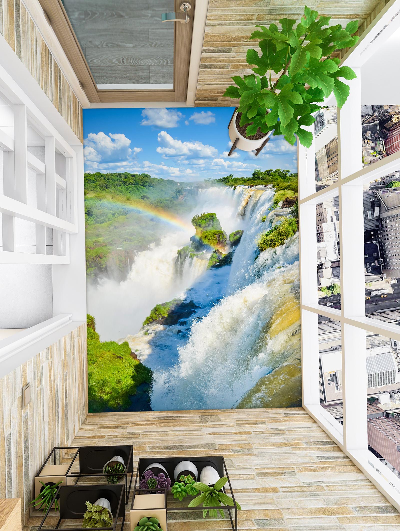 3D Rainbow And Waterfall 596 Floor Mural  Wallpaper Murals Rug & Mat Print Epoxy waterproof bath floor
